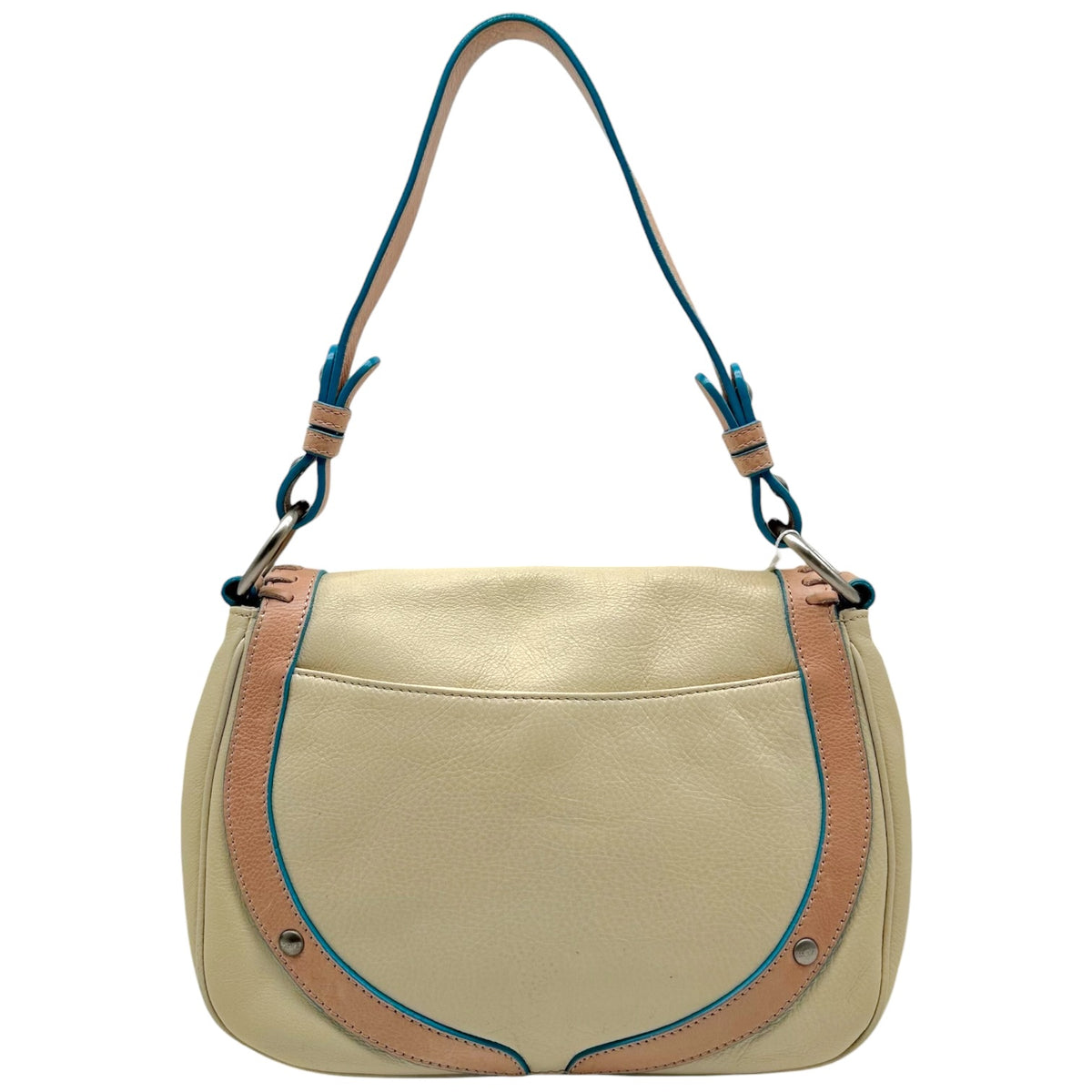 Loewe Shoulder Bag Ivory Pink Blue Whipstitch Trim