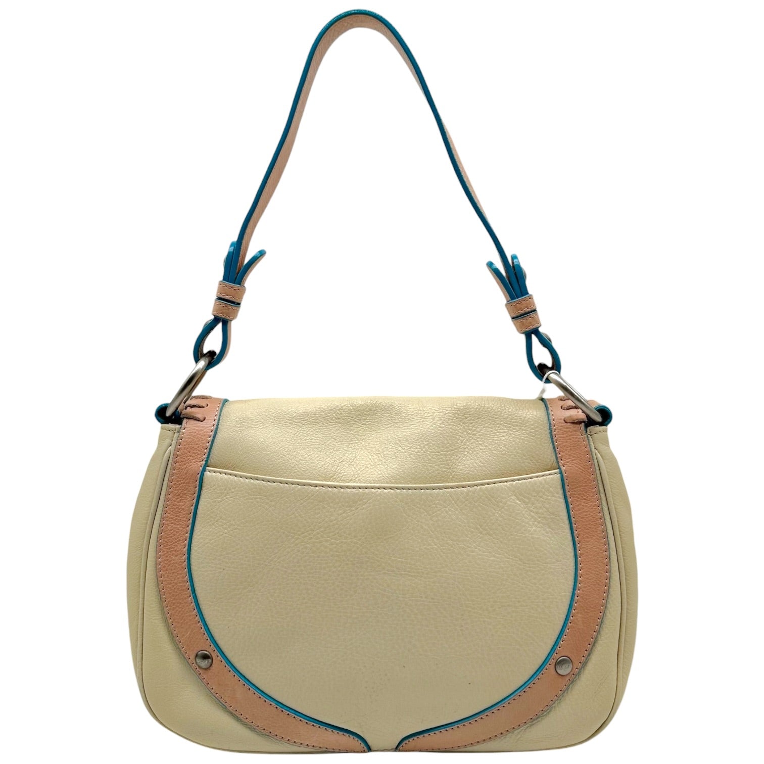 Loewe Shoulder Bag Ivory Pink Blue Whipstitch Trim