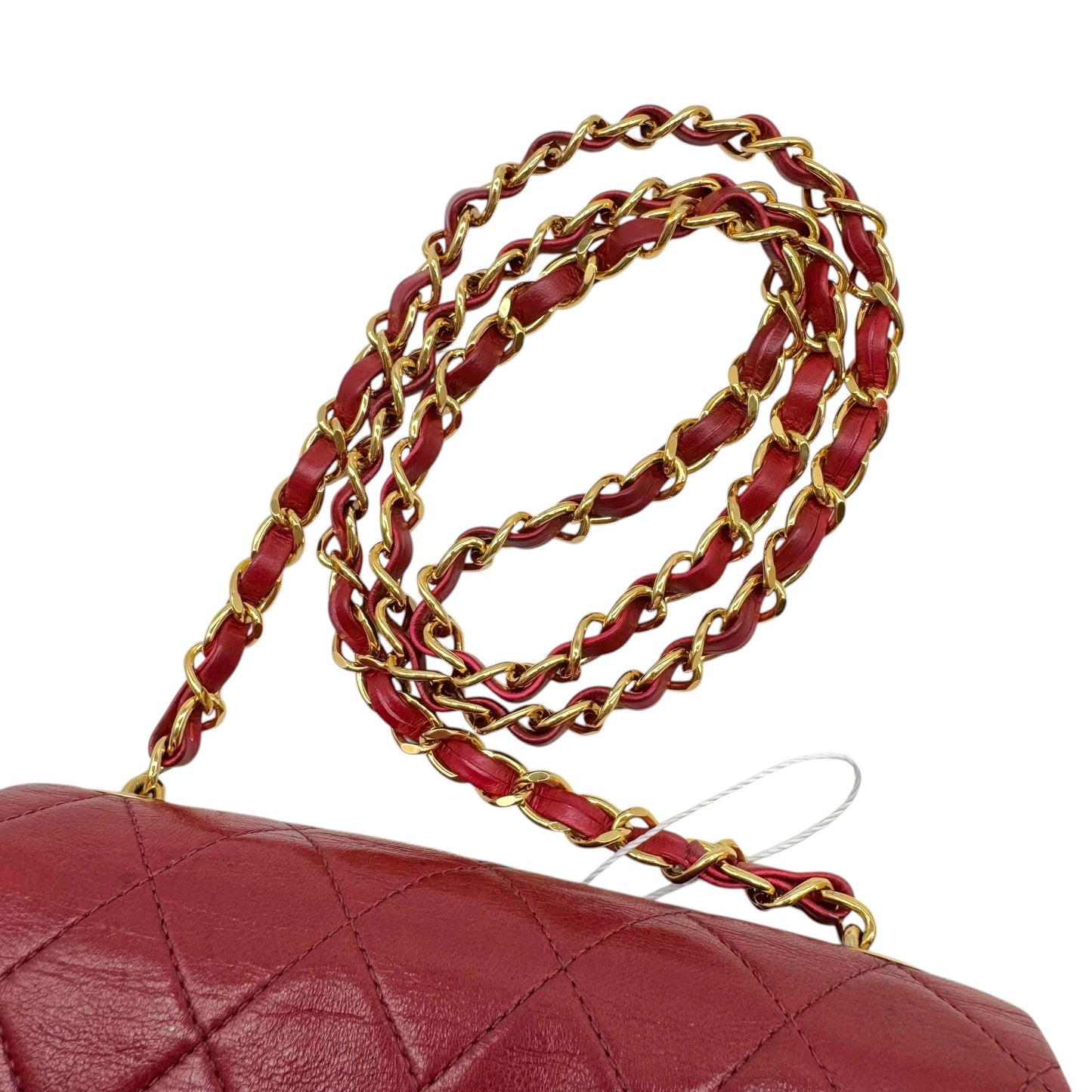 Chanel Small Square Classic Flap Bag Burgundy Gold Leather