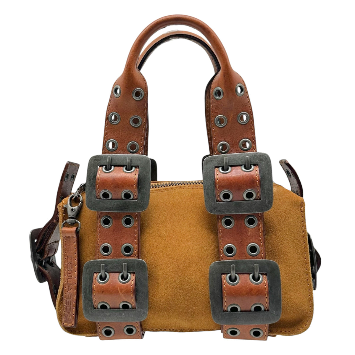 Dsquared2 Brown Suede & Leather Belt Buckle Mini Bag