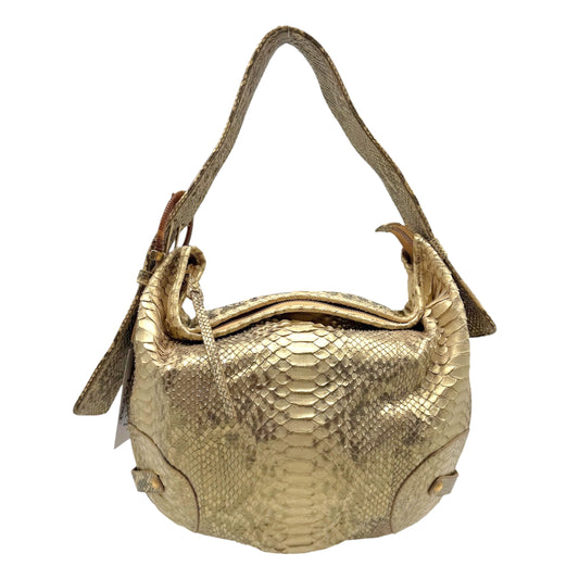 Salvatore Ferragamo Gold Python Hobo Shoulder Bag