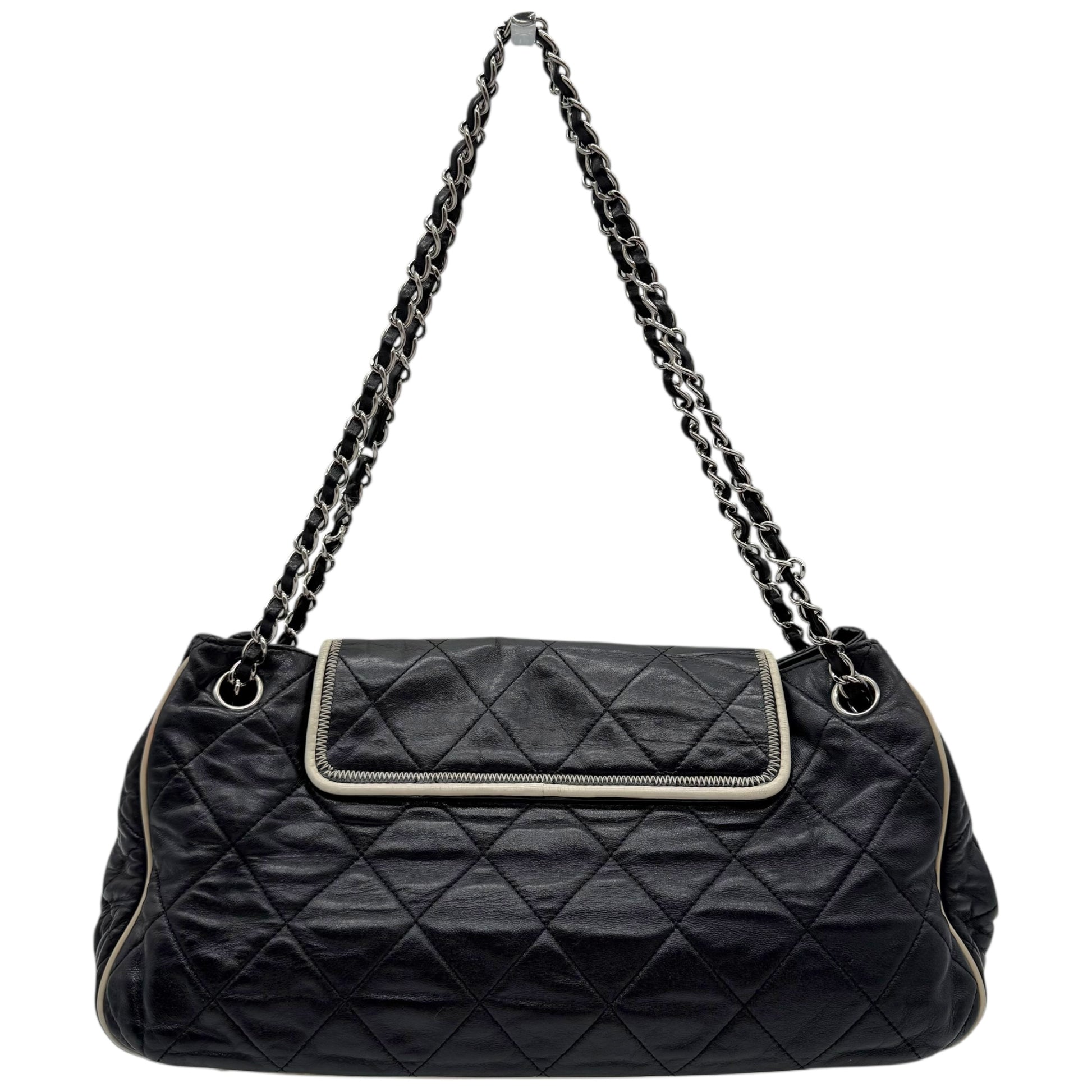 Chanel Black Matelasse Large East West Accordion Flap Bag 2006-08 - Outfit Repeater
