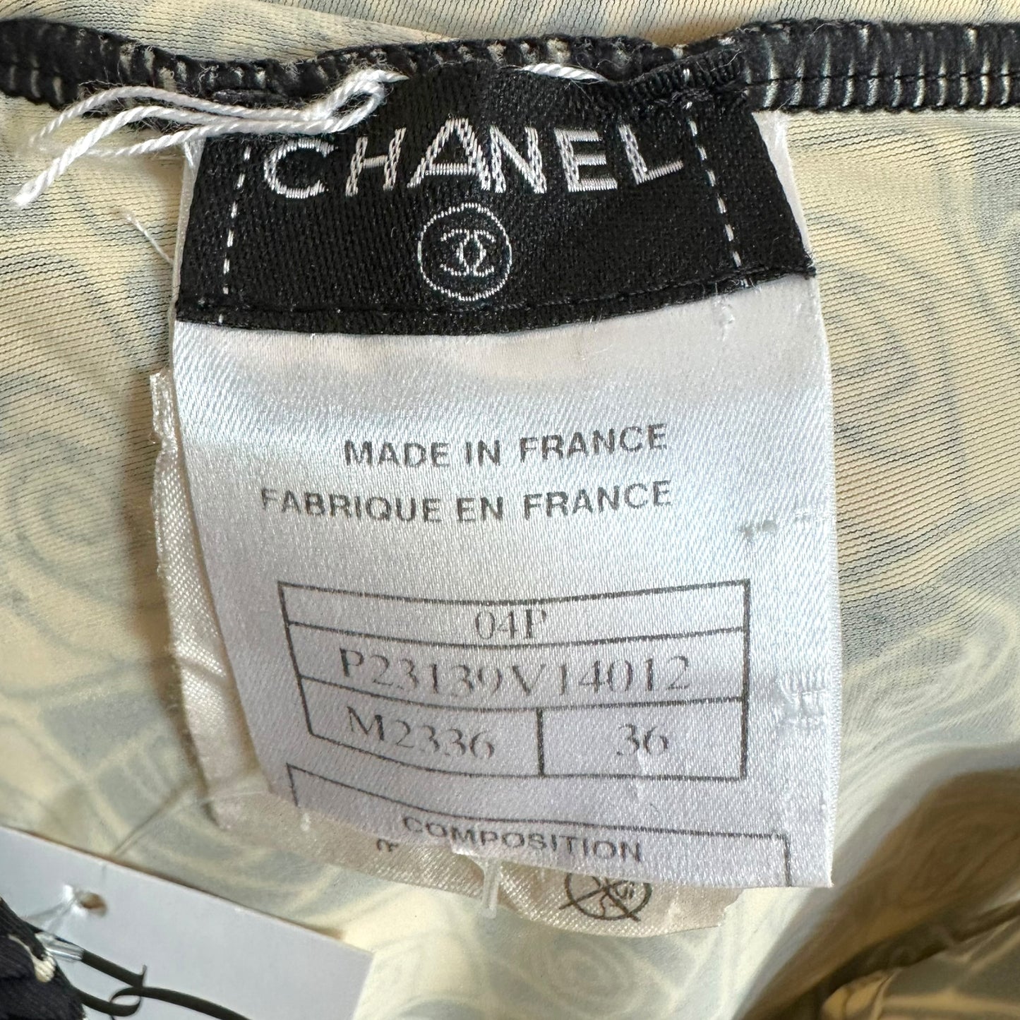 Chanel Halter Mini Dress Black Beige Camellia Print