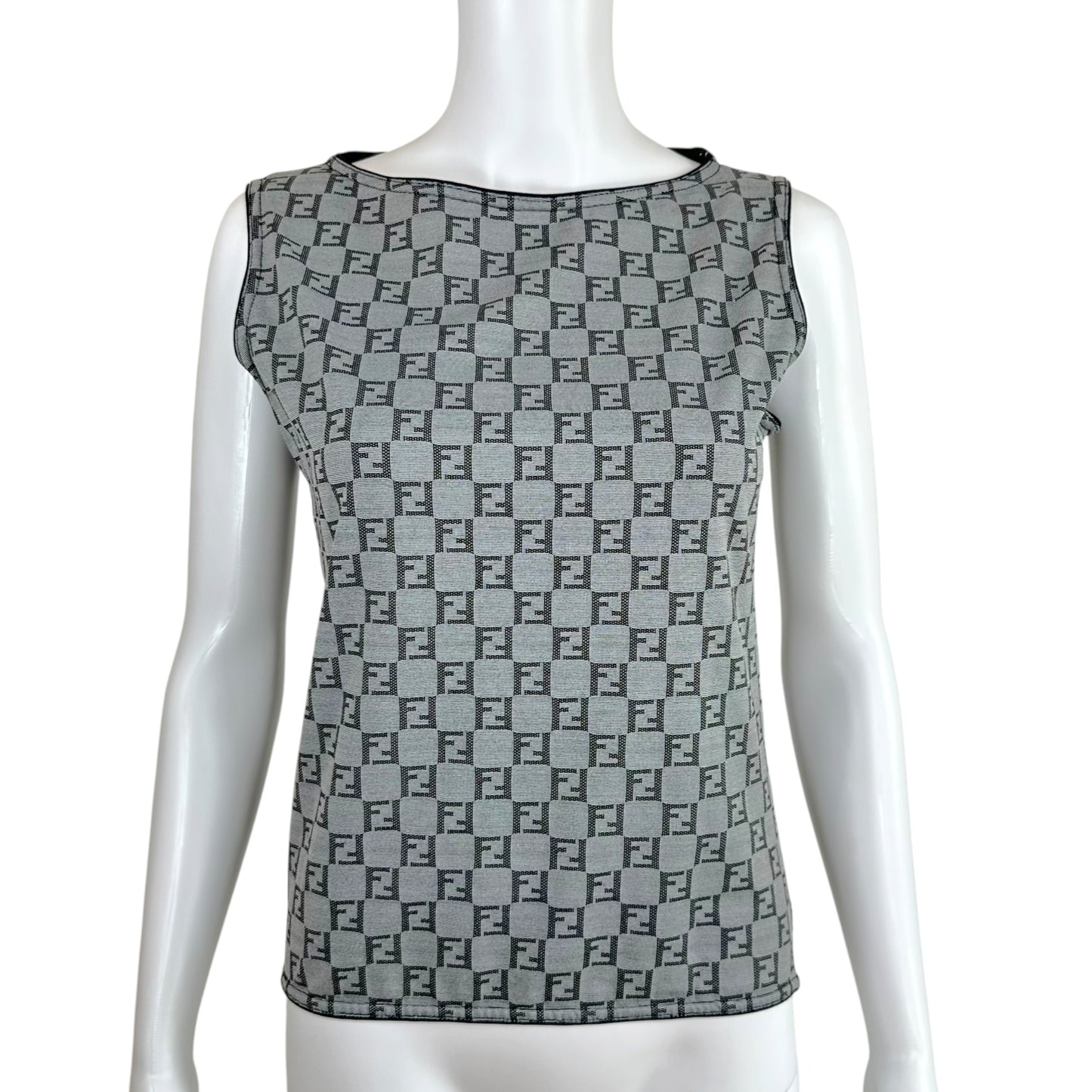 Fendi Gray Zucchino Monogram Print Tank Top