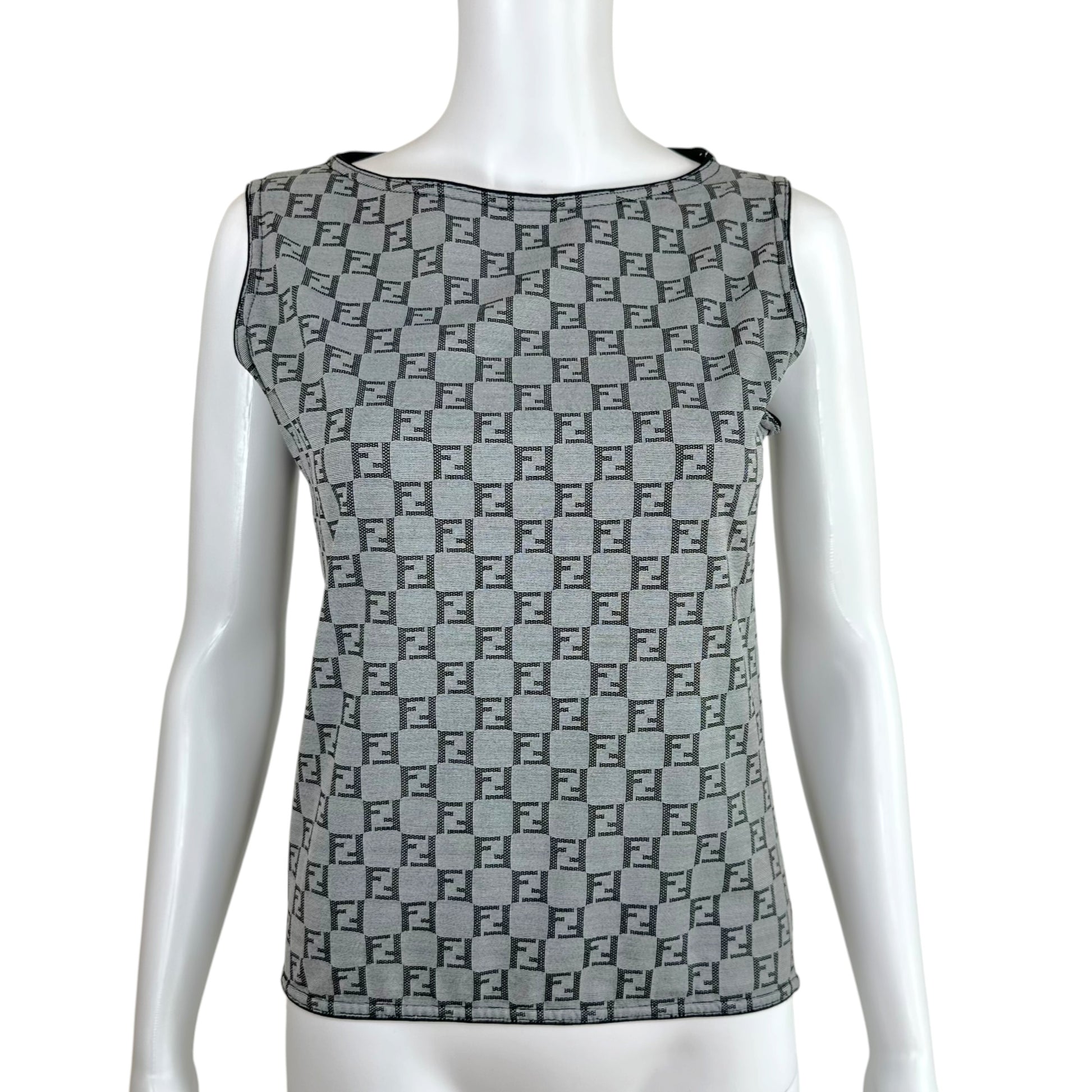 Fendi Gray Zucchino Monogram Print Tank Top