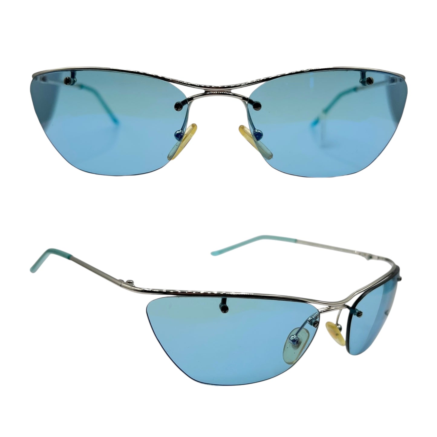 Christian Dior Blue & Silver Rimless DiorFlash Sunglasses w/ Case