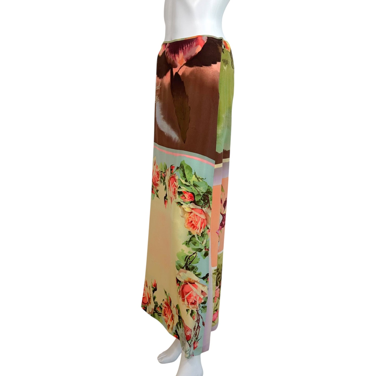 Jean Paul Gaultier S/S 2001 Multicolor Floral Silk Maxi Skirt