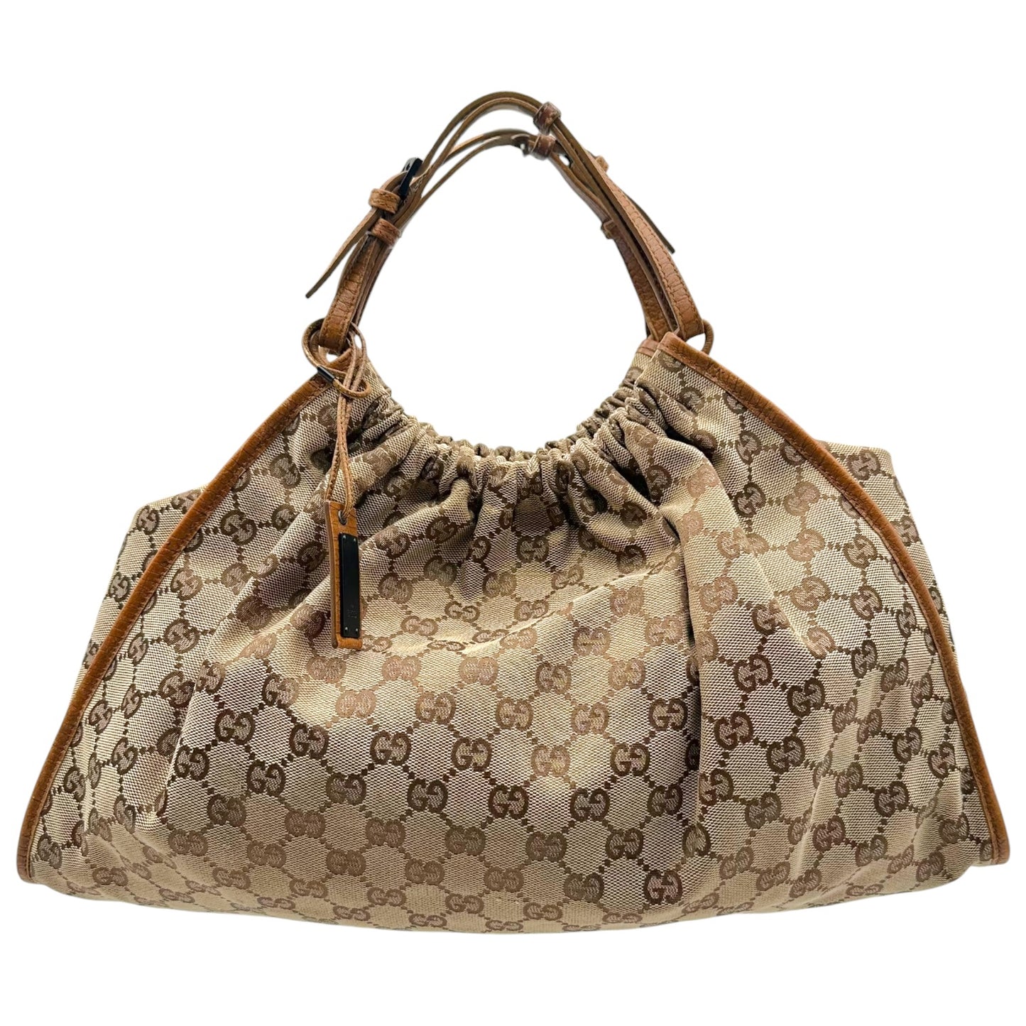 Gucci Tan Monogram Ruched Handbag