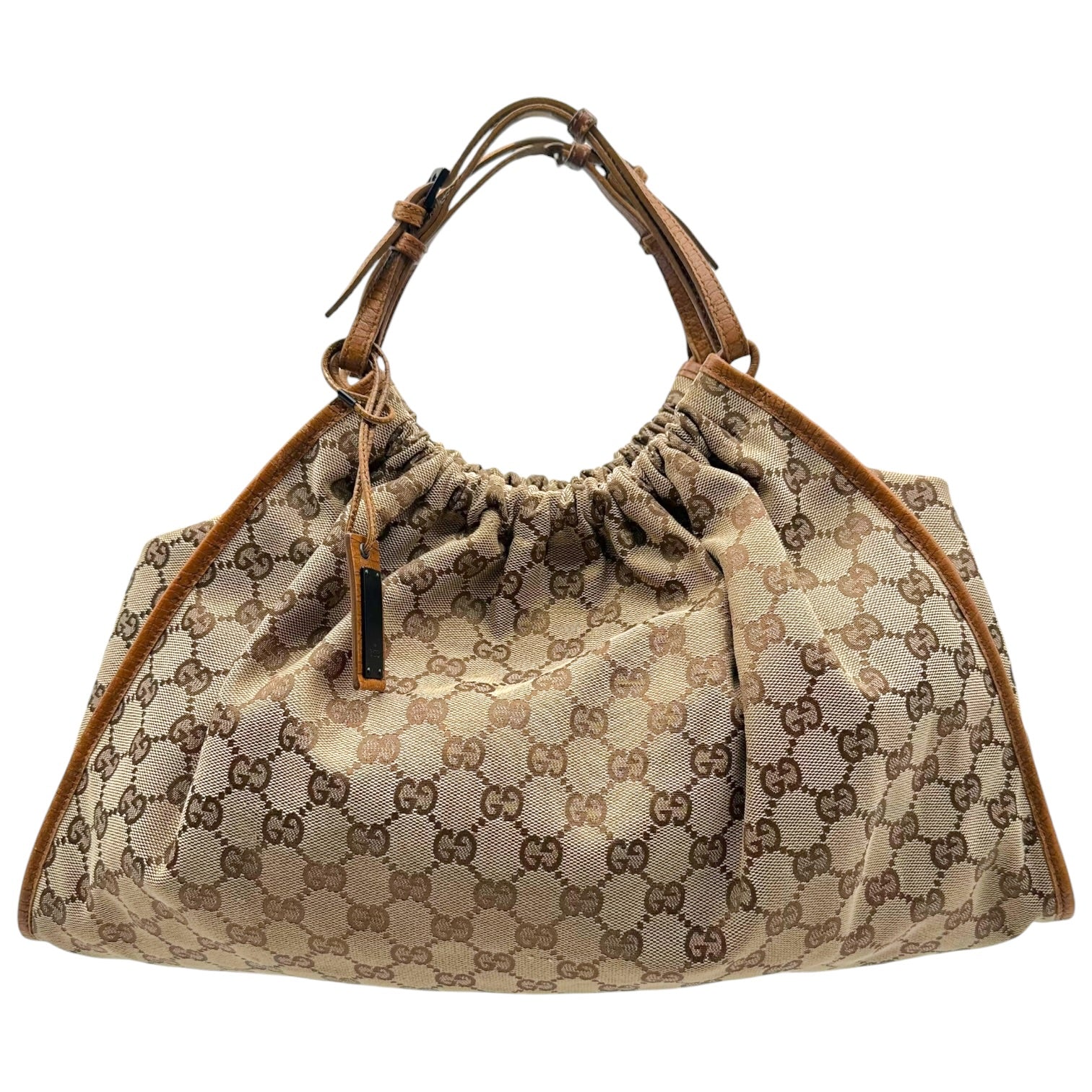 Gucci Tan Monogram Ruched Handbag