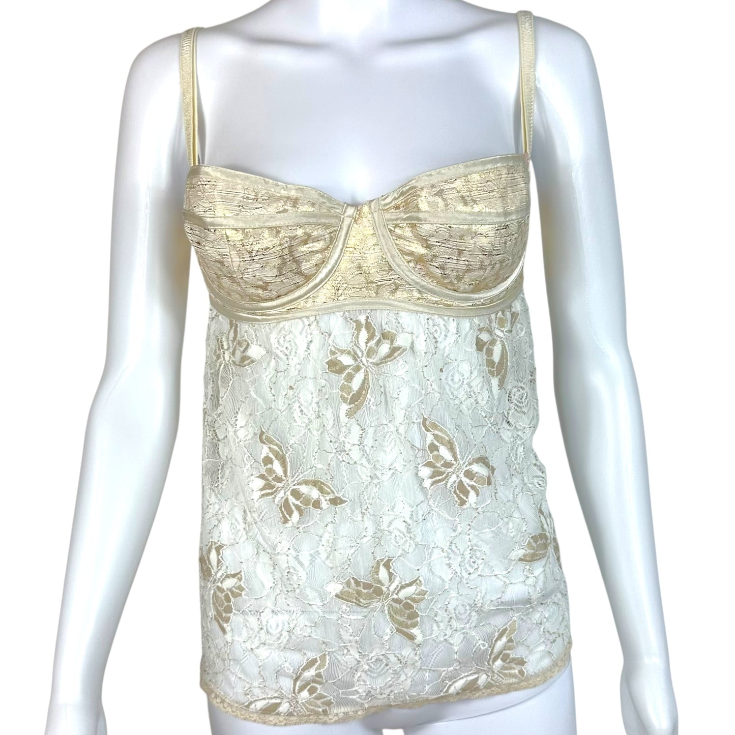 D&G Dolce & Gabbana Ivory Lace Semi-Sheer Babydoll Top NEW