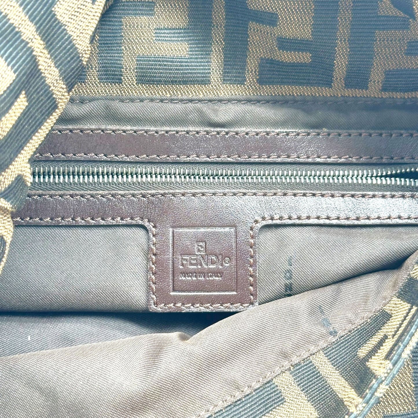 Fendi Brown Zucca Monogram Mama Baguette Bag