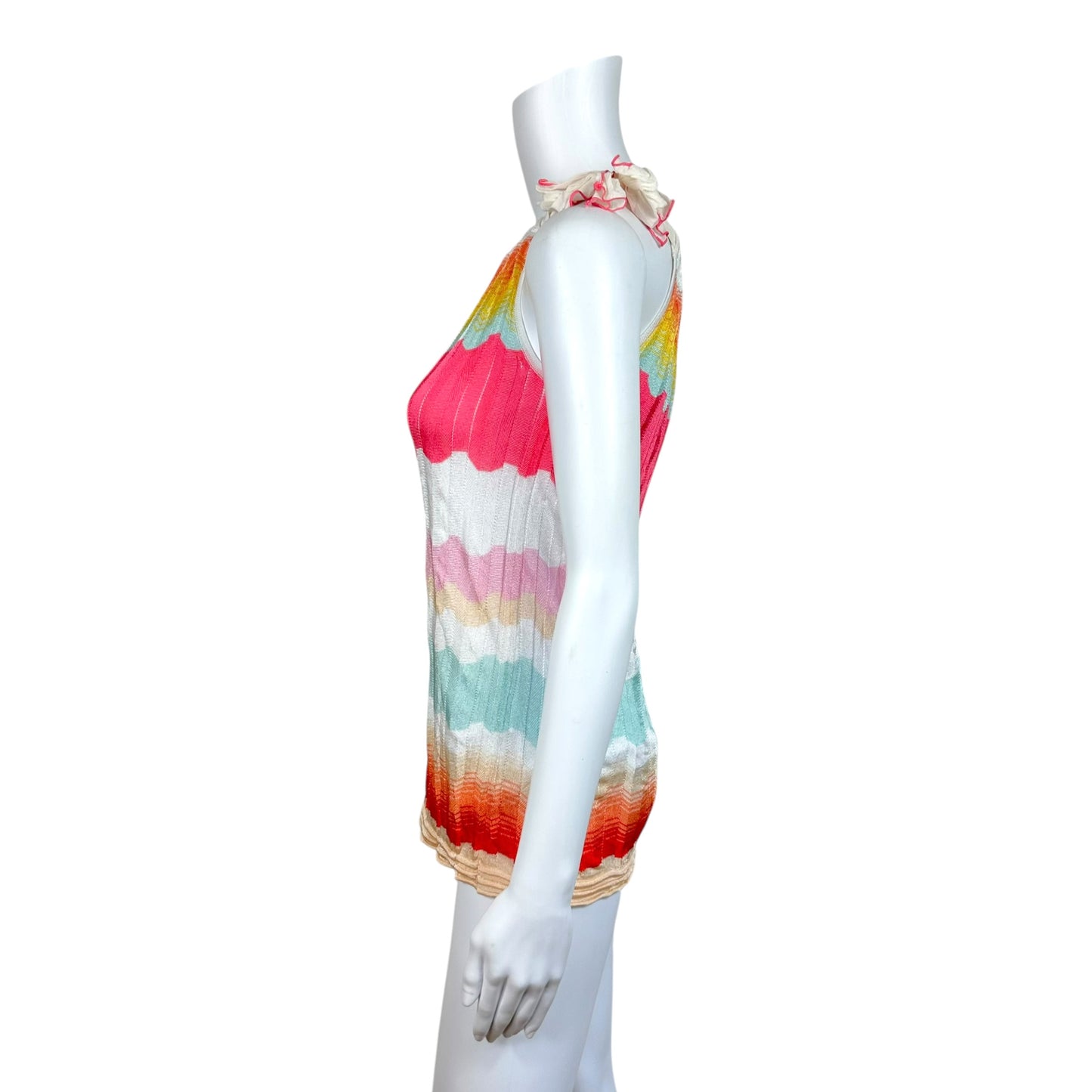 Missoni Multicolor Chevron Knit Tie Neck Halter Tank