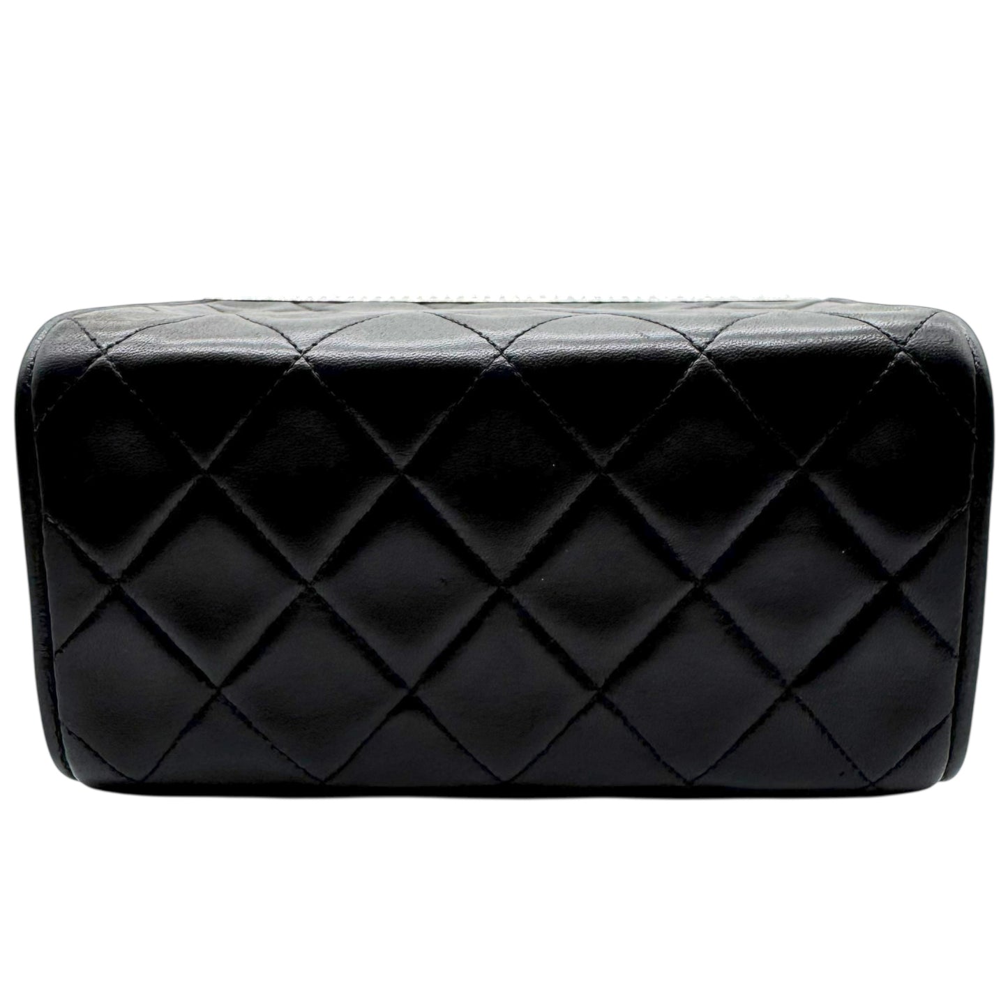 Chanel Black Matelasse Quilted Lambskin Metal Trim Vanity Bag 1996-97 - Outfit Repeater