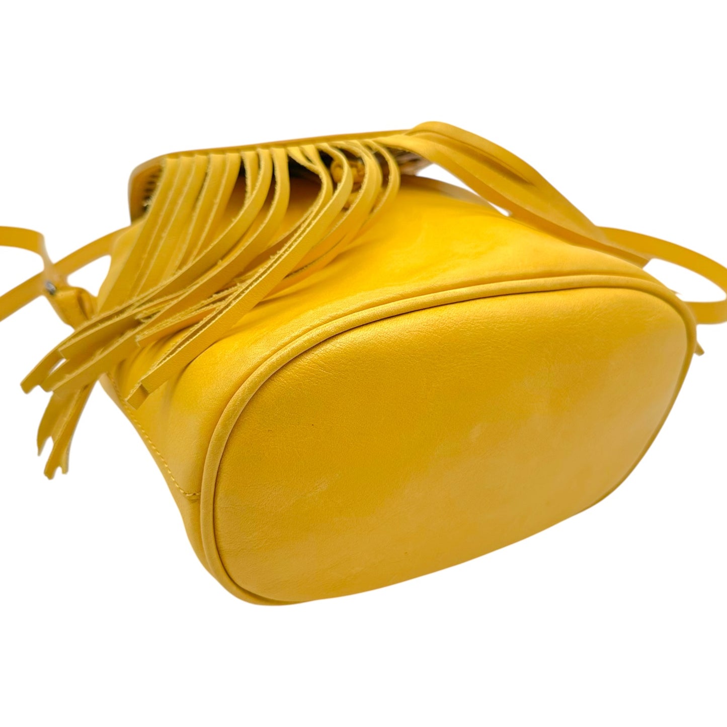 Roberto Cavalli Yellow Fringe Trim Studded Crossbody Bag