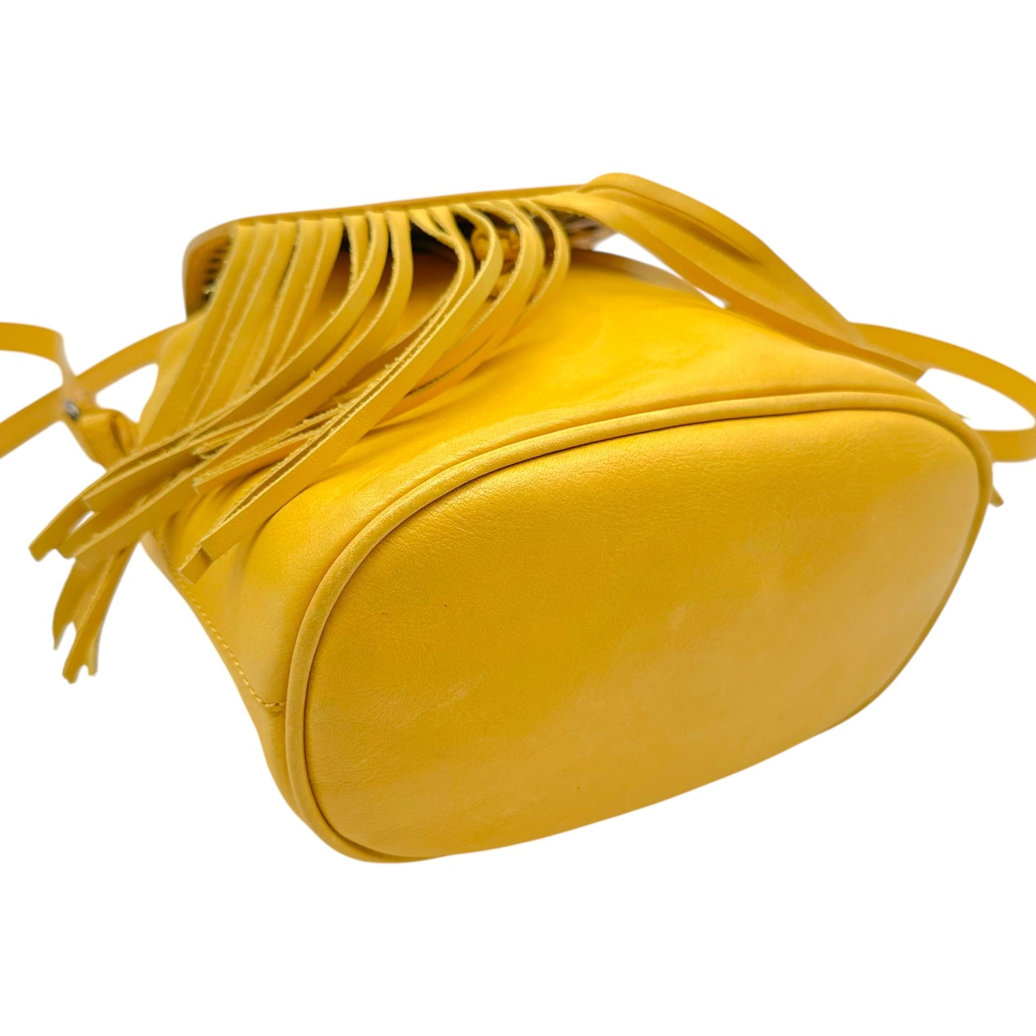 Roberto Cavalli Yellow Fringe Trim Studded Crossbody Bag