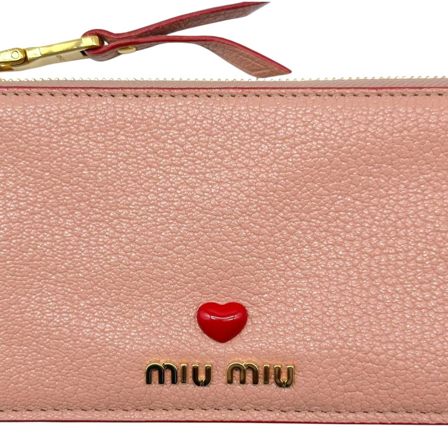 Miu Miu Pink Love Letter Cardholder Zip Wallet