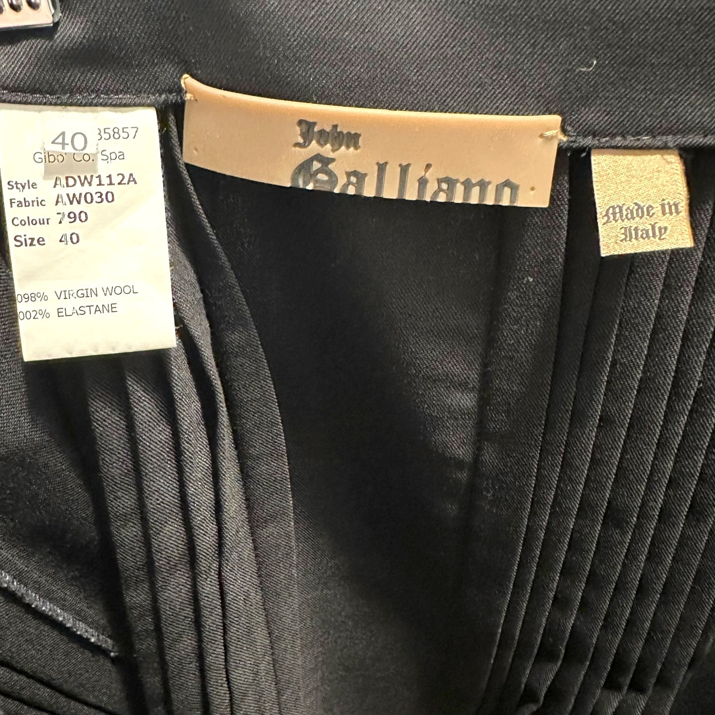 John Galliano Black Wool Pleated Mini Skirt