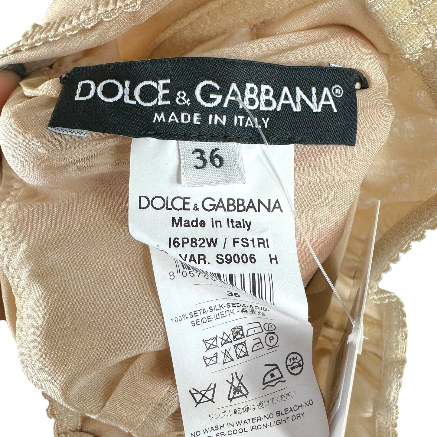 Dolce & Gabbana Beige Sheer Midi Slip Dress XS