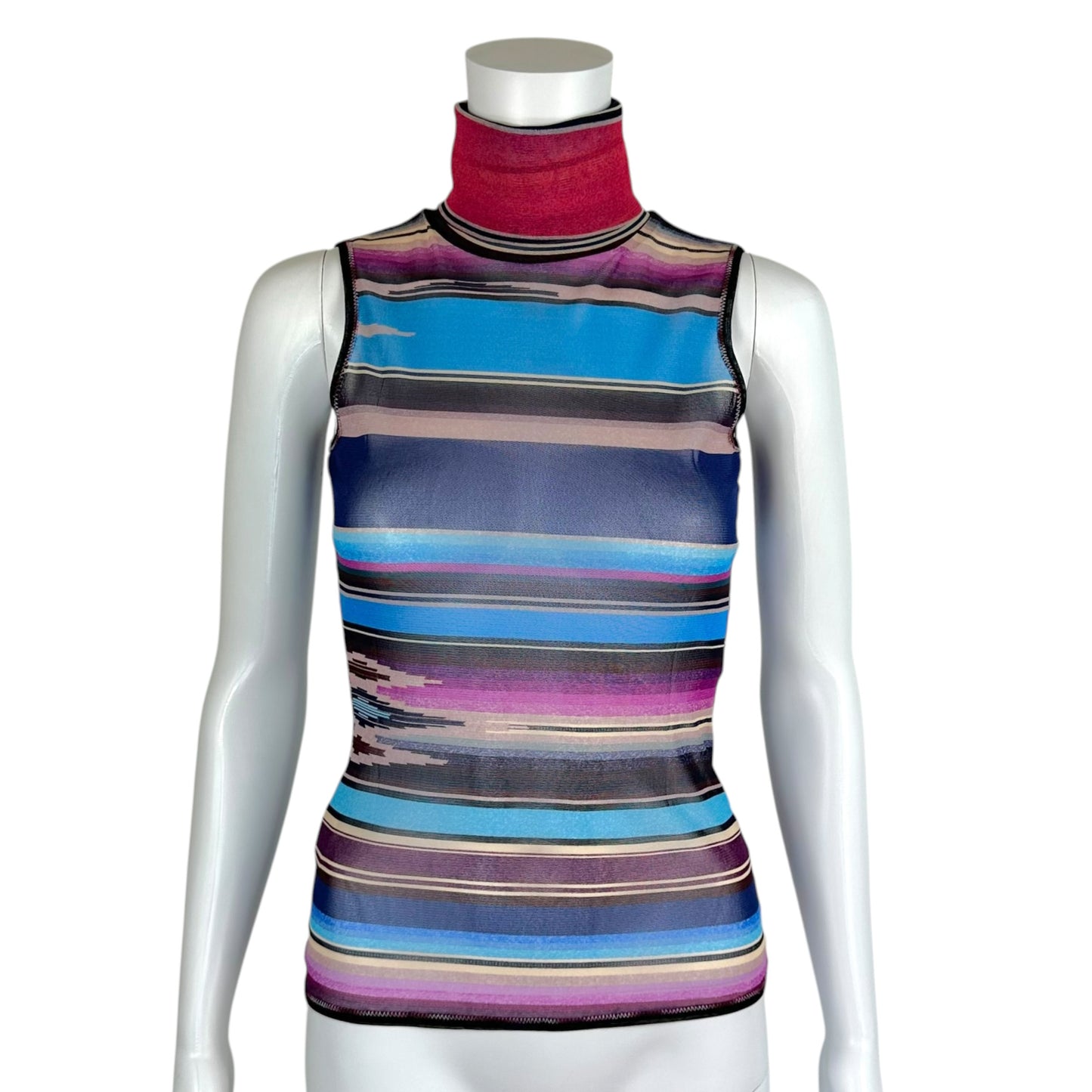 Jean Paul Gaultier Sleeveless Turtleneck Tank Purple Blue
