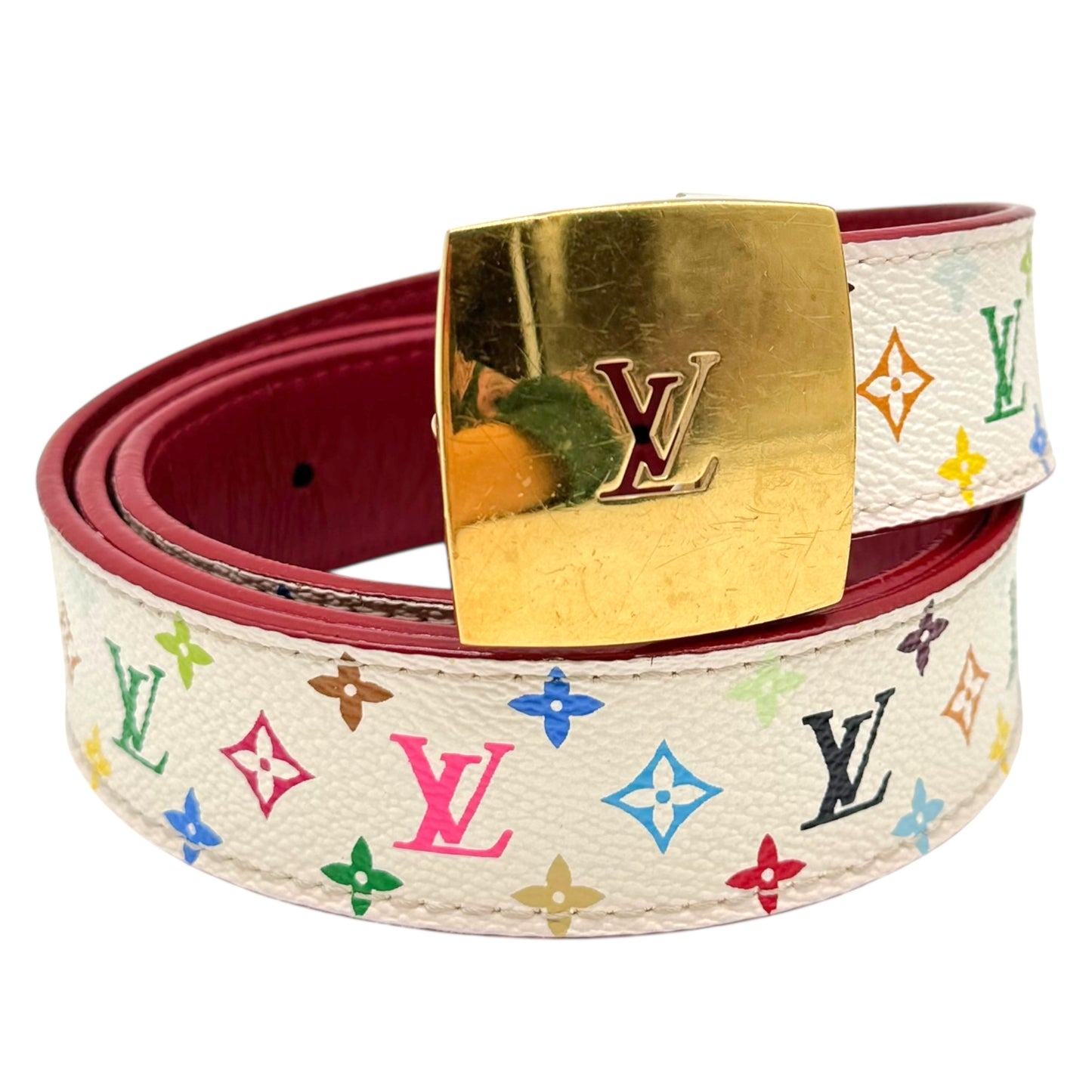Louis Vuitton White Murakami Multicolor Monogram Belt - Outfit Repeater