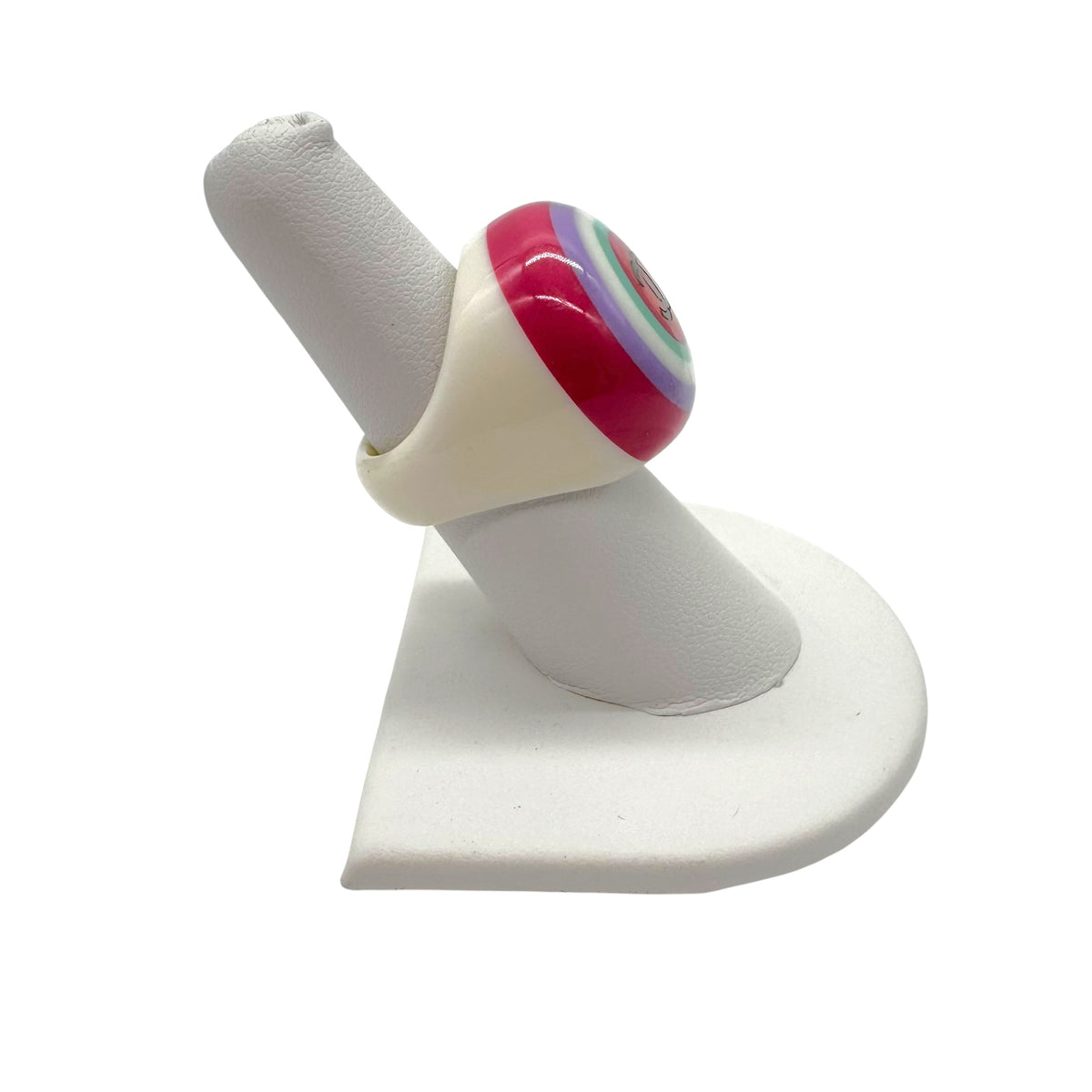 Chanel Multicolor Striped Logo Plastic Bubble Ring