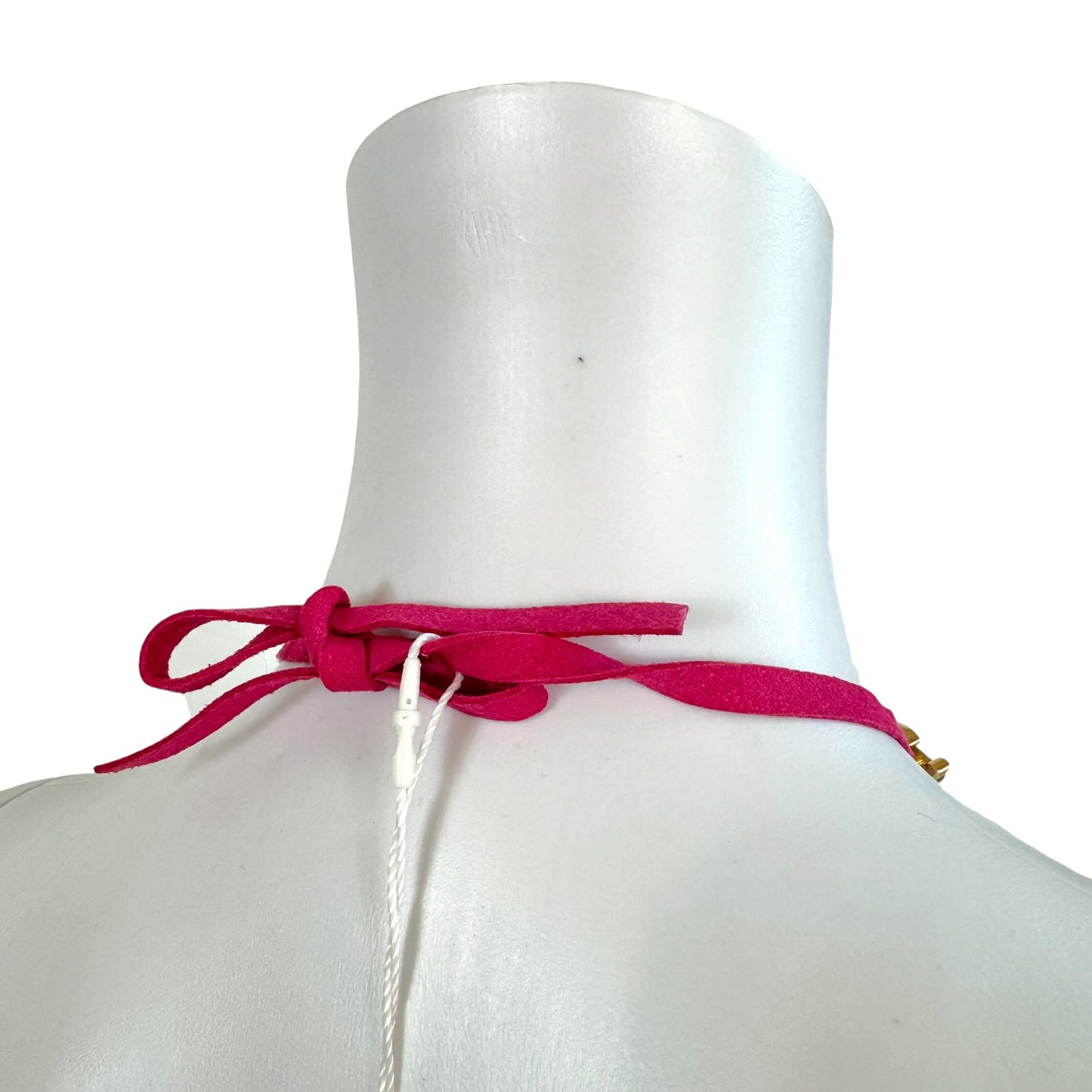 D&G Dolce & Gabbana Pink Suede & Crystal Logo Choker