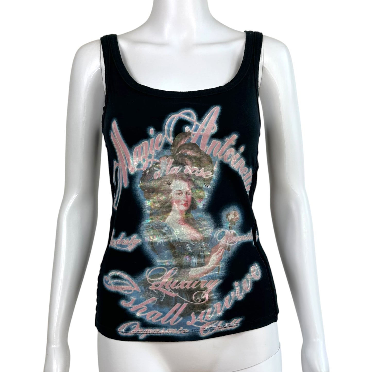 D&G Dolce & Gabbana F/W 2003 Marie Antoinette Black Graphic Tank
