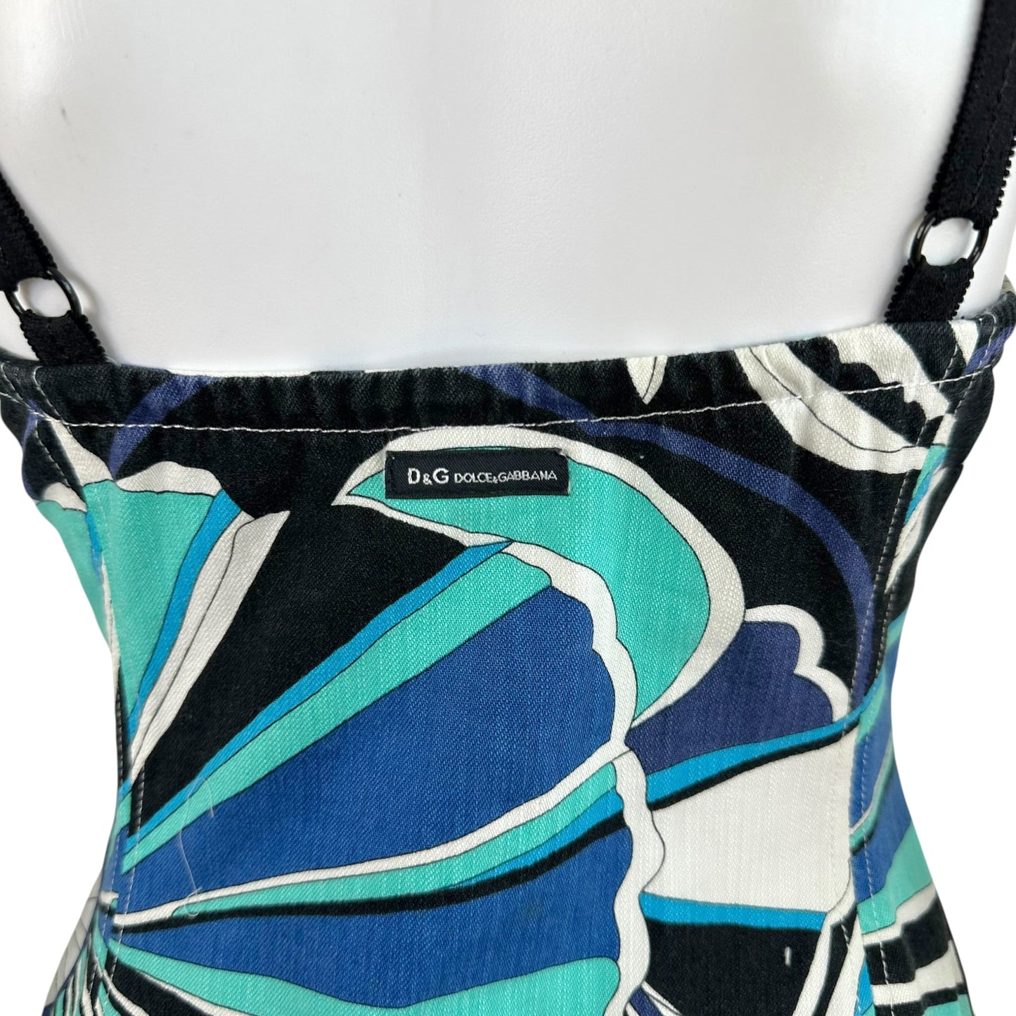 D&G Denim Blue Floral Print Midi Dress