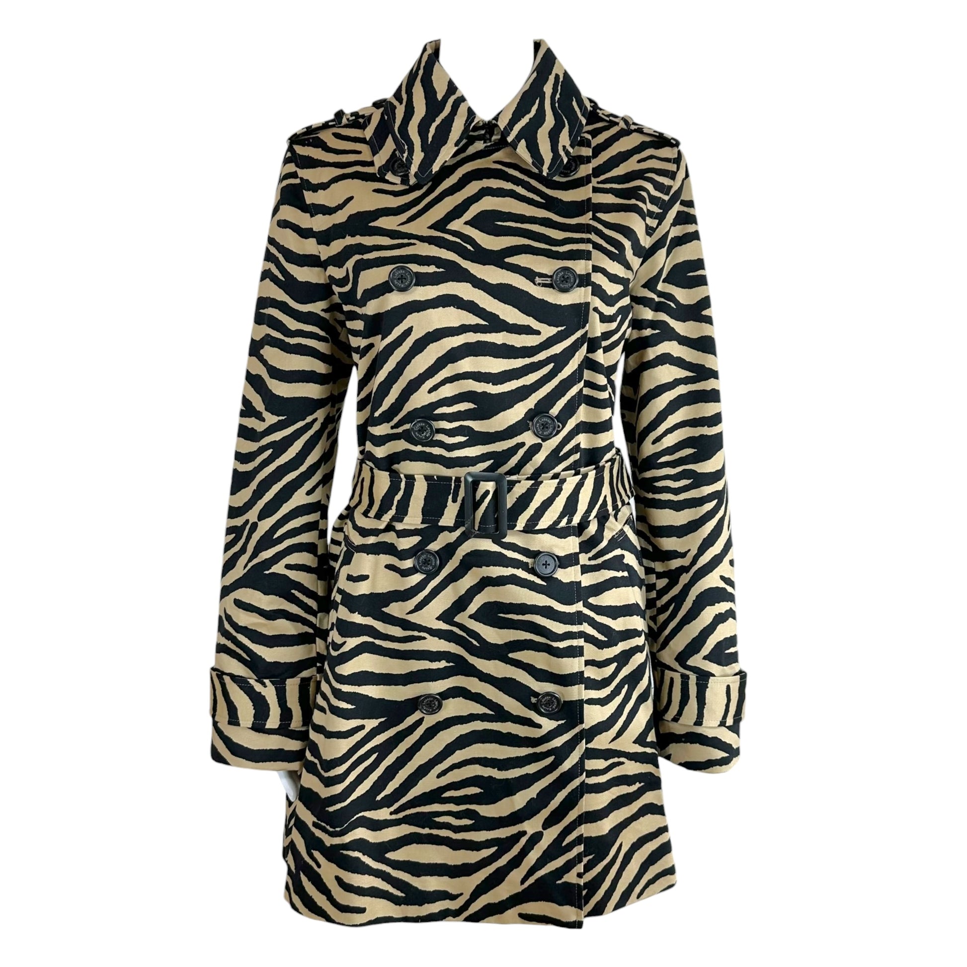 Lauren Ralph Lauren Zebra Print Trench Coat Beige Black