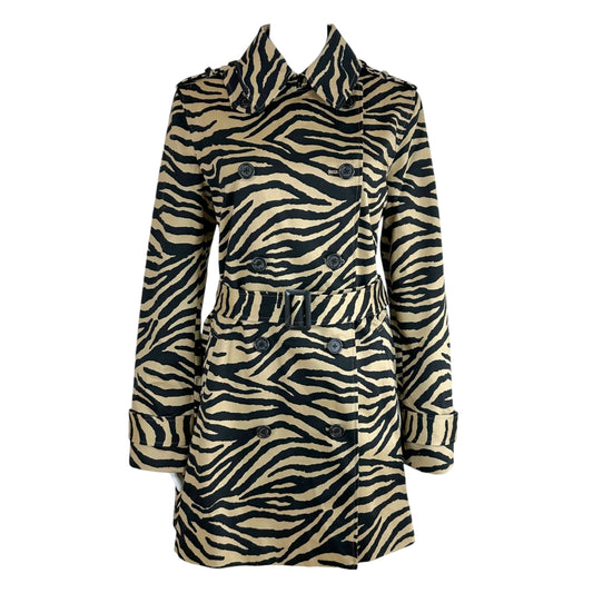 Lauren Ralph Lauren Zebra Print Trench Coat Beige Black