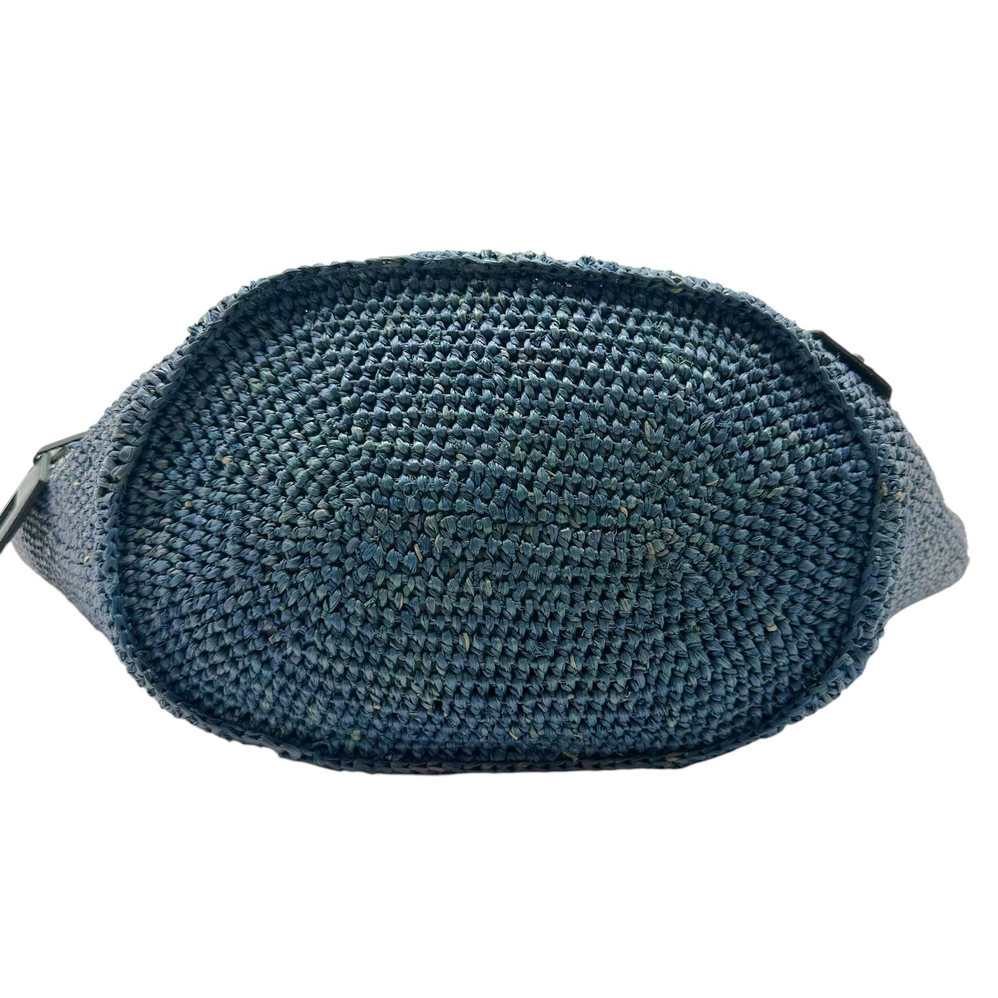 Balenciaga Large 2-Way City Beach Bag Blue Raffia Black Leather