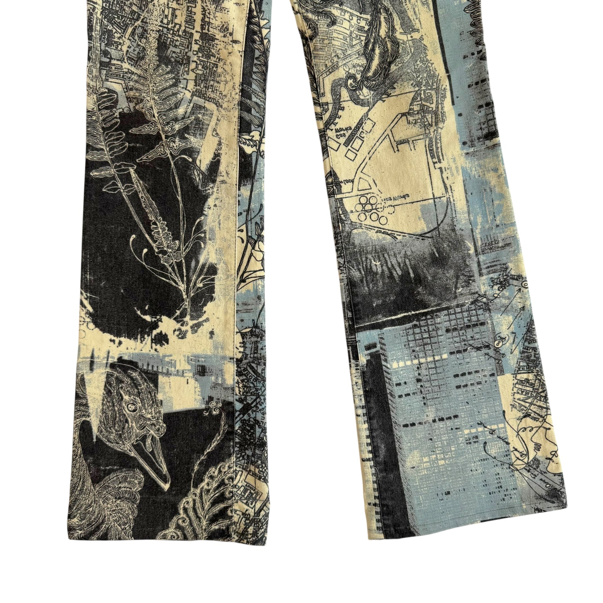 Just Cavalli City Patchwork Print Jeans Ivory Blue