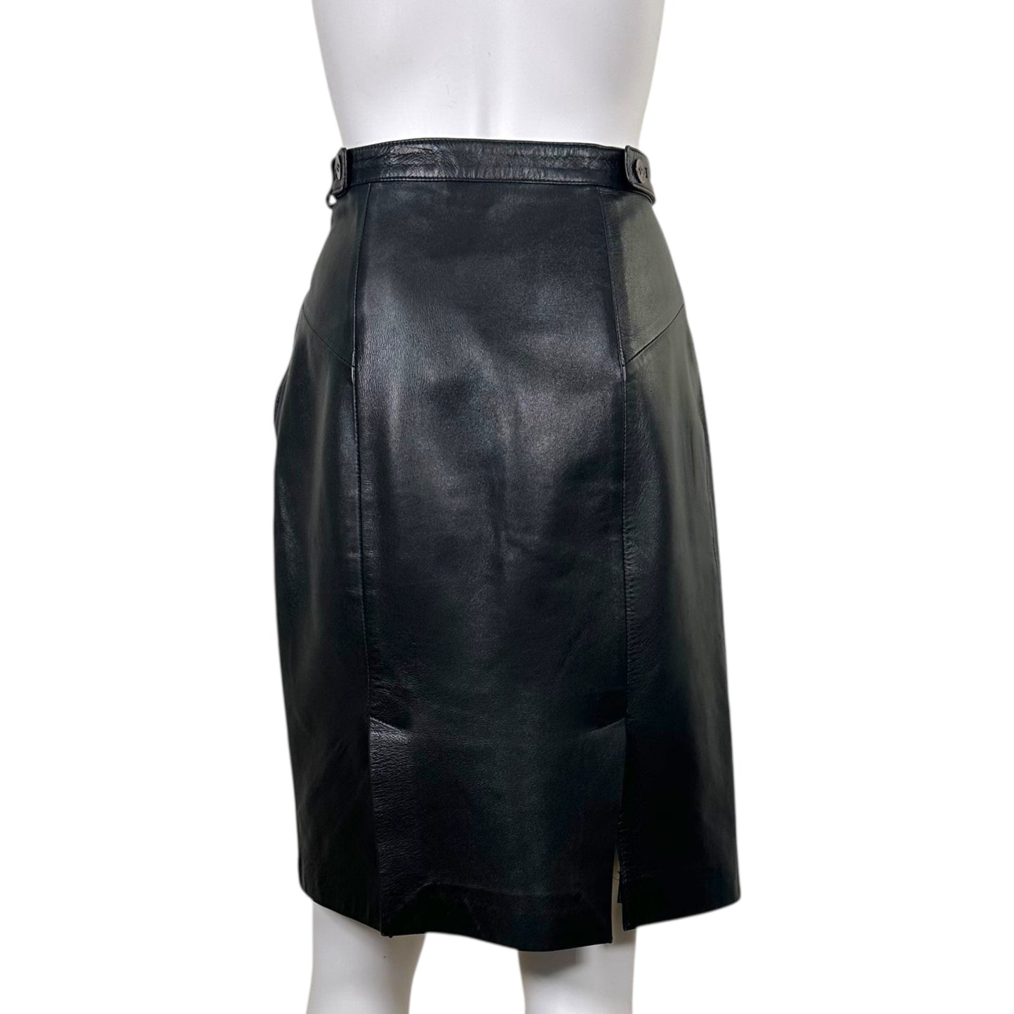 Gucci by Tom Ford F/W 1997 Black Leather Midi Skirt