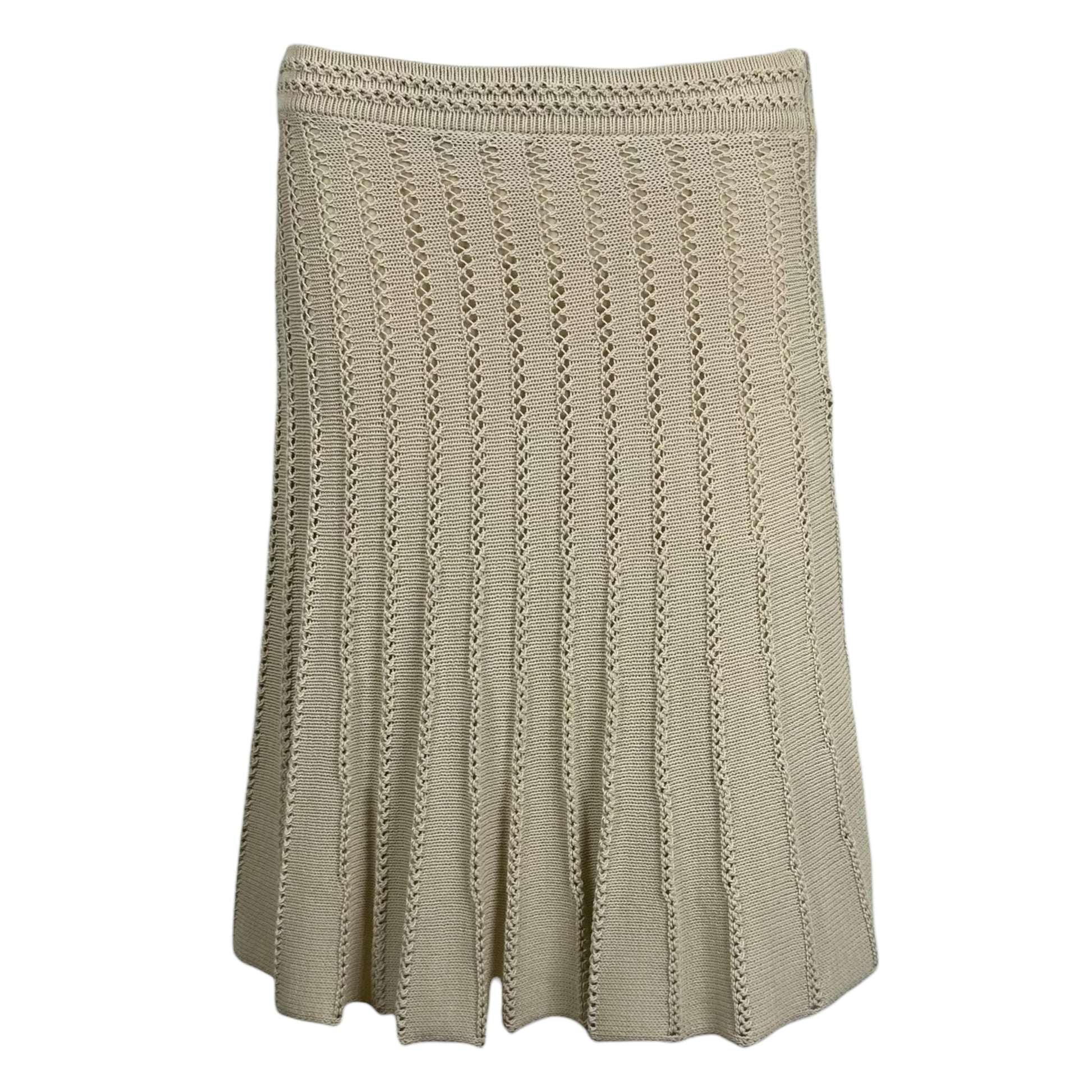 Christian Dior Ivory Knit Midi Skirt A-Line Early 2000s