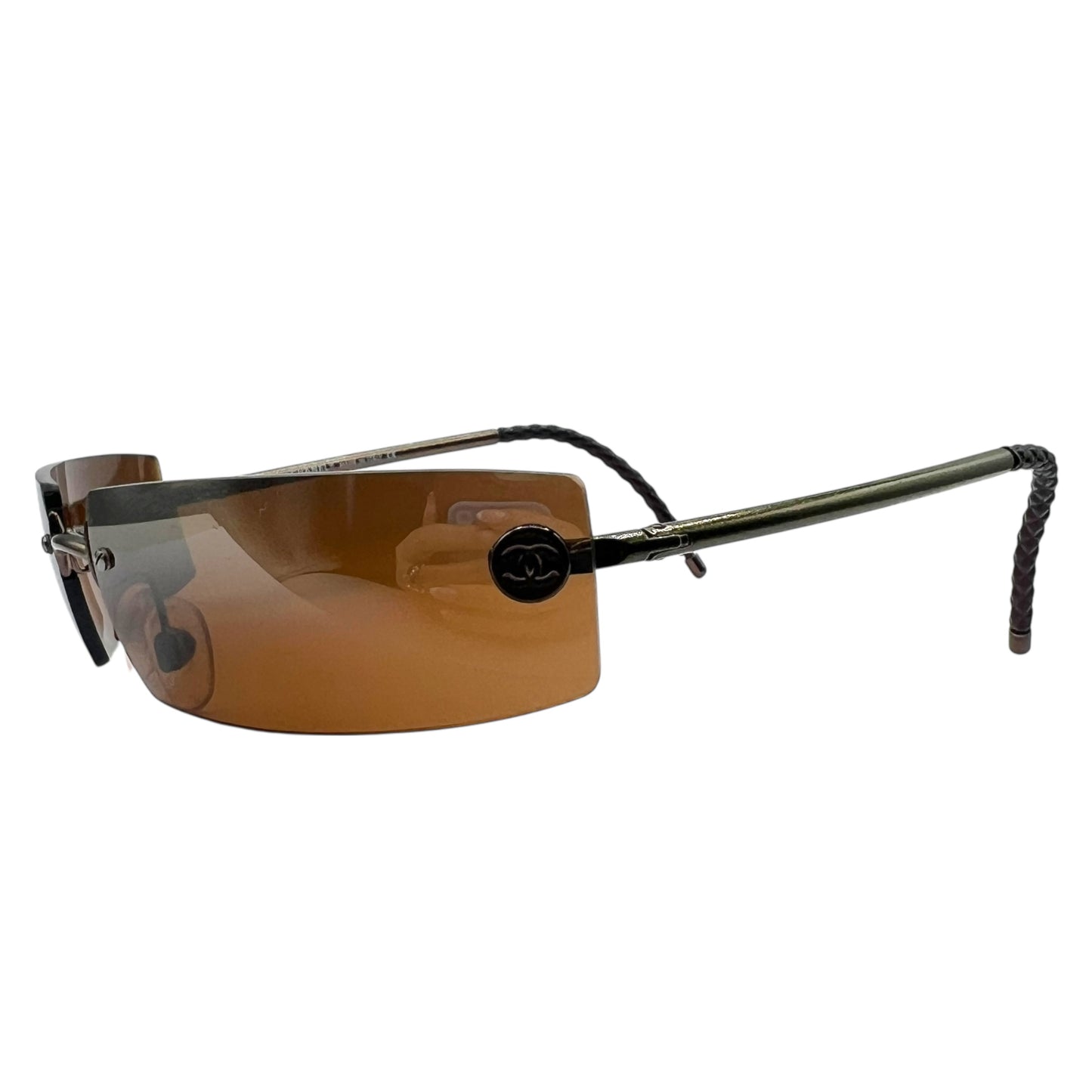 Chanel 4047 Brown Rimless Rectangle Sunglasses