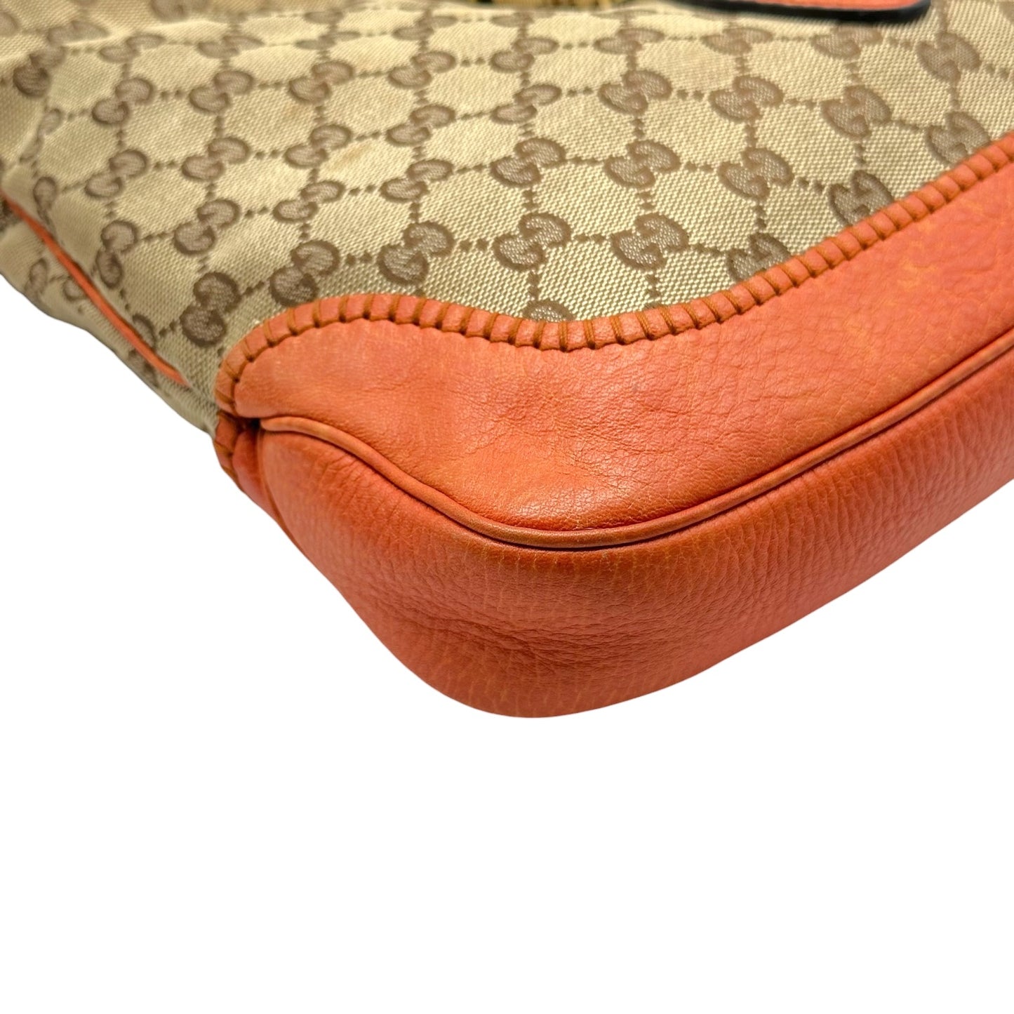 Gucci Burnt Orange & Tan Monogram New Jackie 2-Way Fringe Trim Shoulder Bag