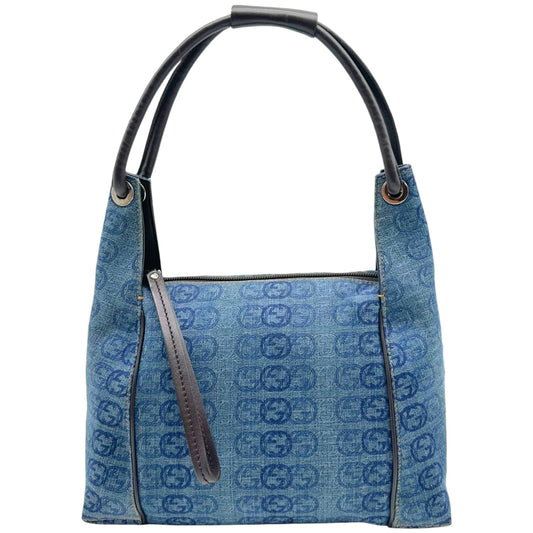 Gucci Denim Monogram Mini Hobo Shoulder Bag