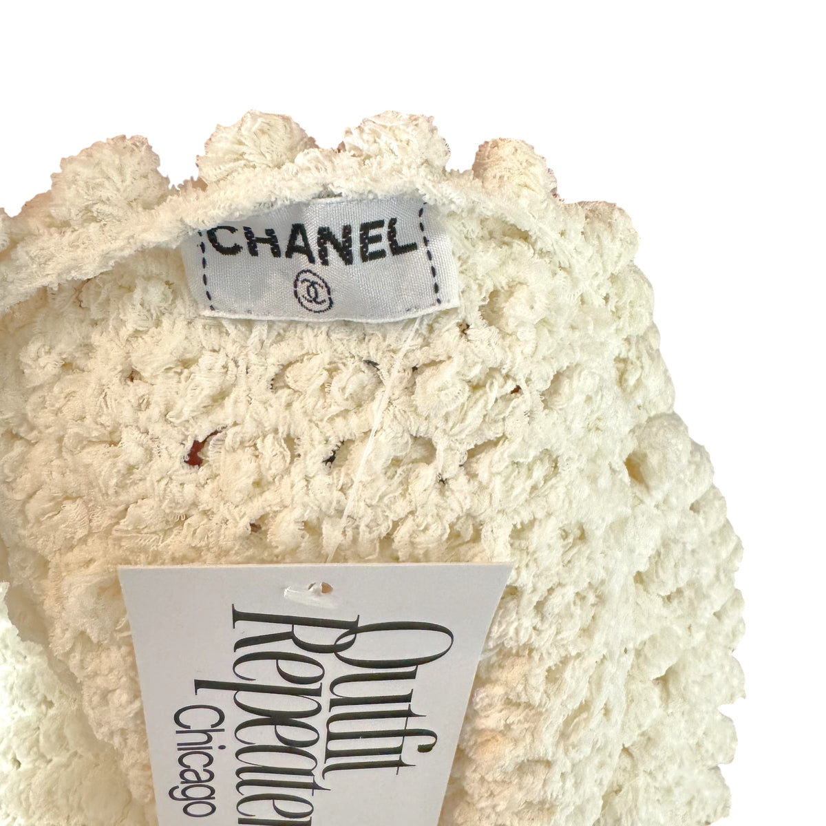 Chanel Ivory Crochet Open-Knit Cropped Top