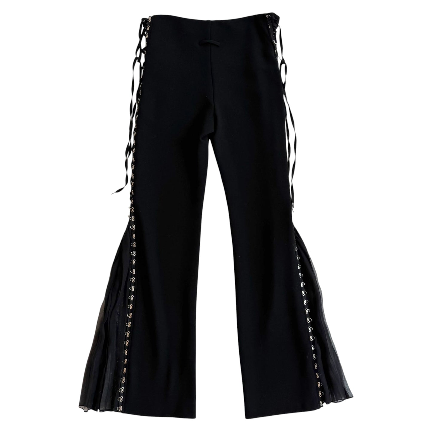 Jean Paul Gaultier Black Flare Pants with Hook & Eye Closure