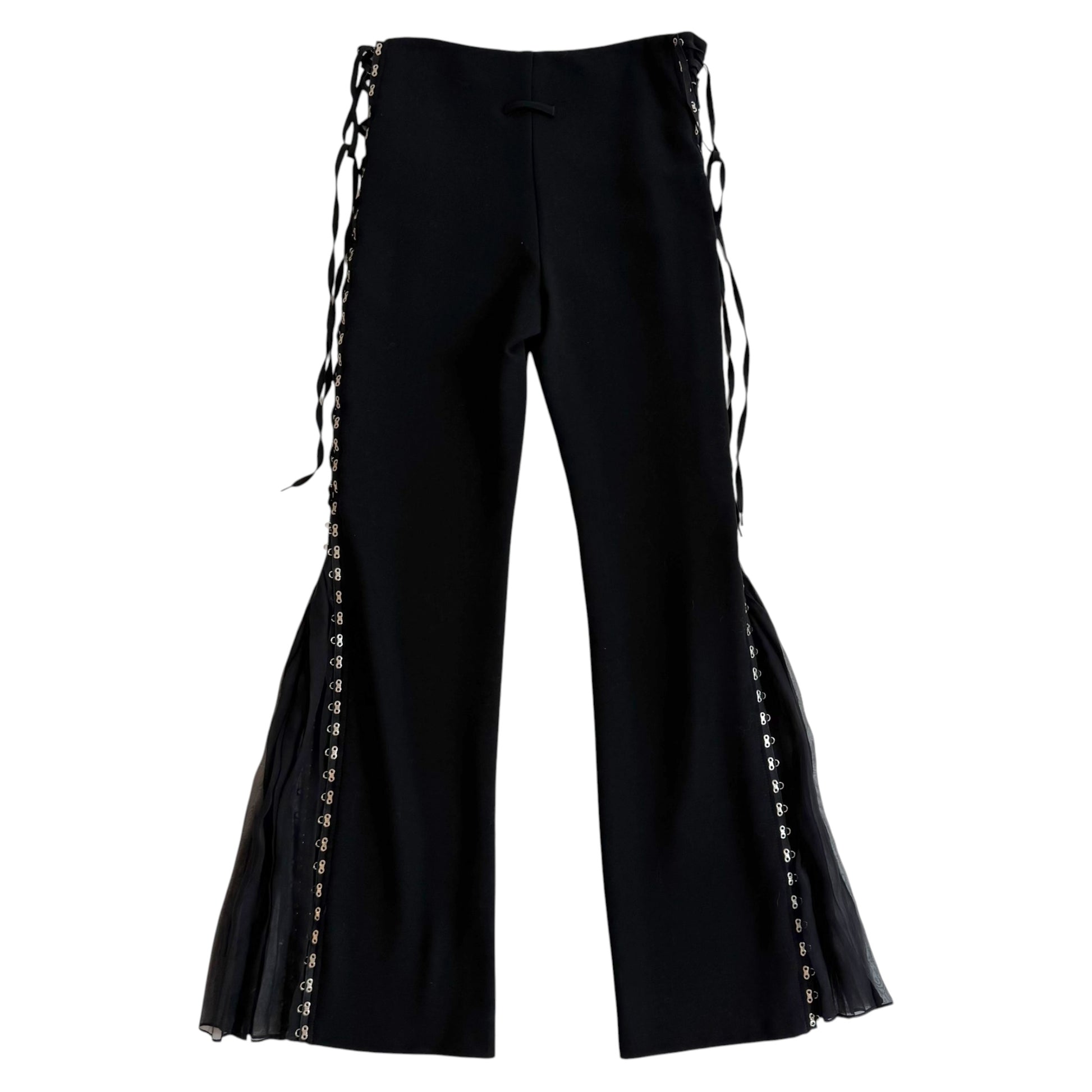 Jean Paul Gaultier Black Flare Pants with Hook & Eye Closure