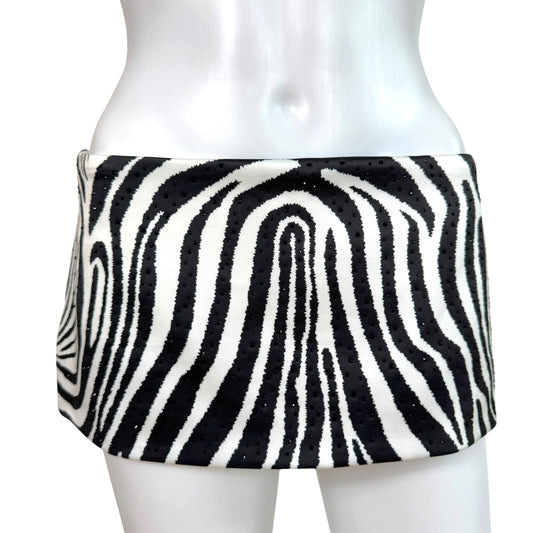 Fanci Club Micro Mini Skirt Black White Zebra Print