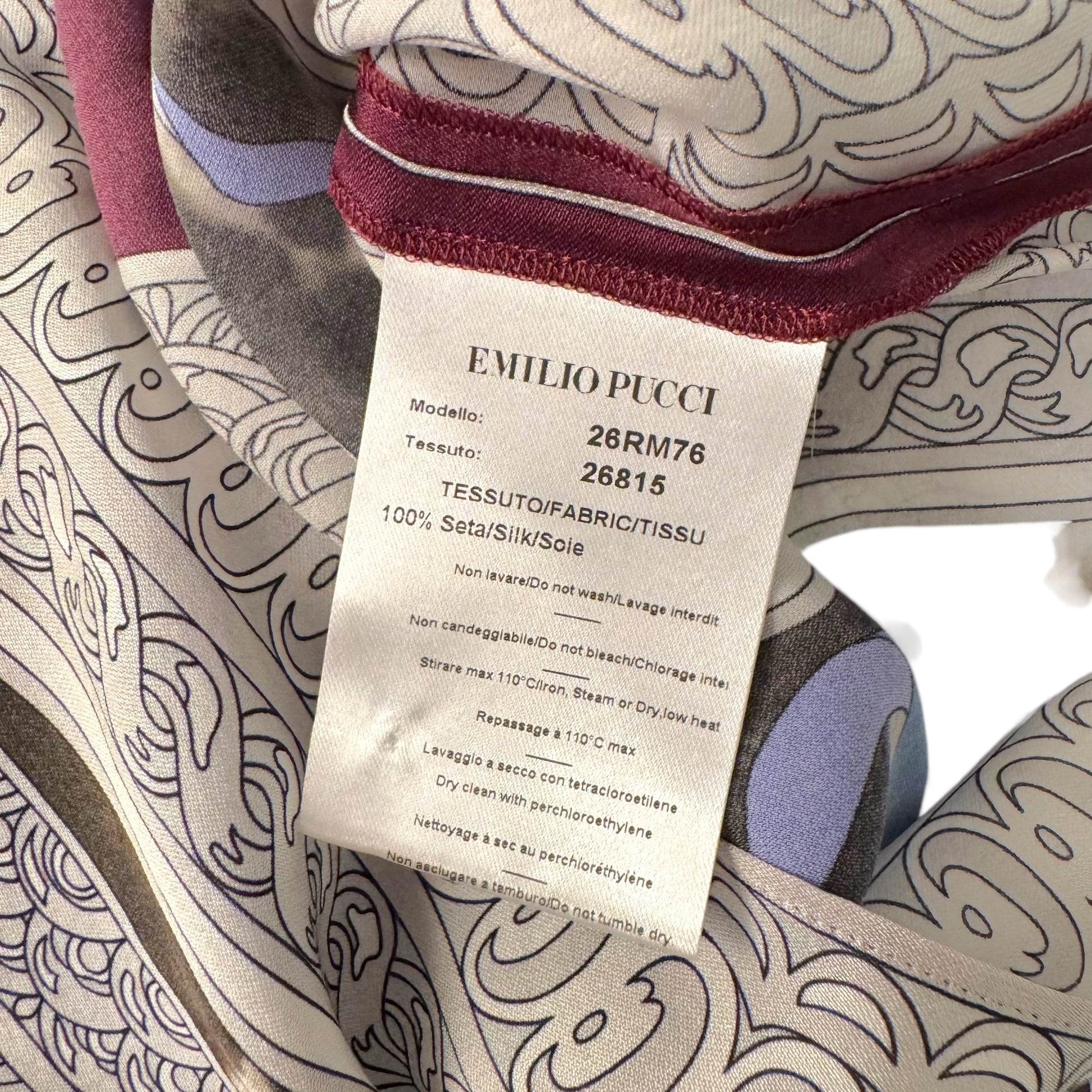 Emilio Pucci Blue & Gray Printed Silk Batwing Flowy Blouse - Outfit Repeater