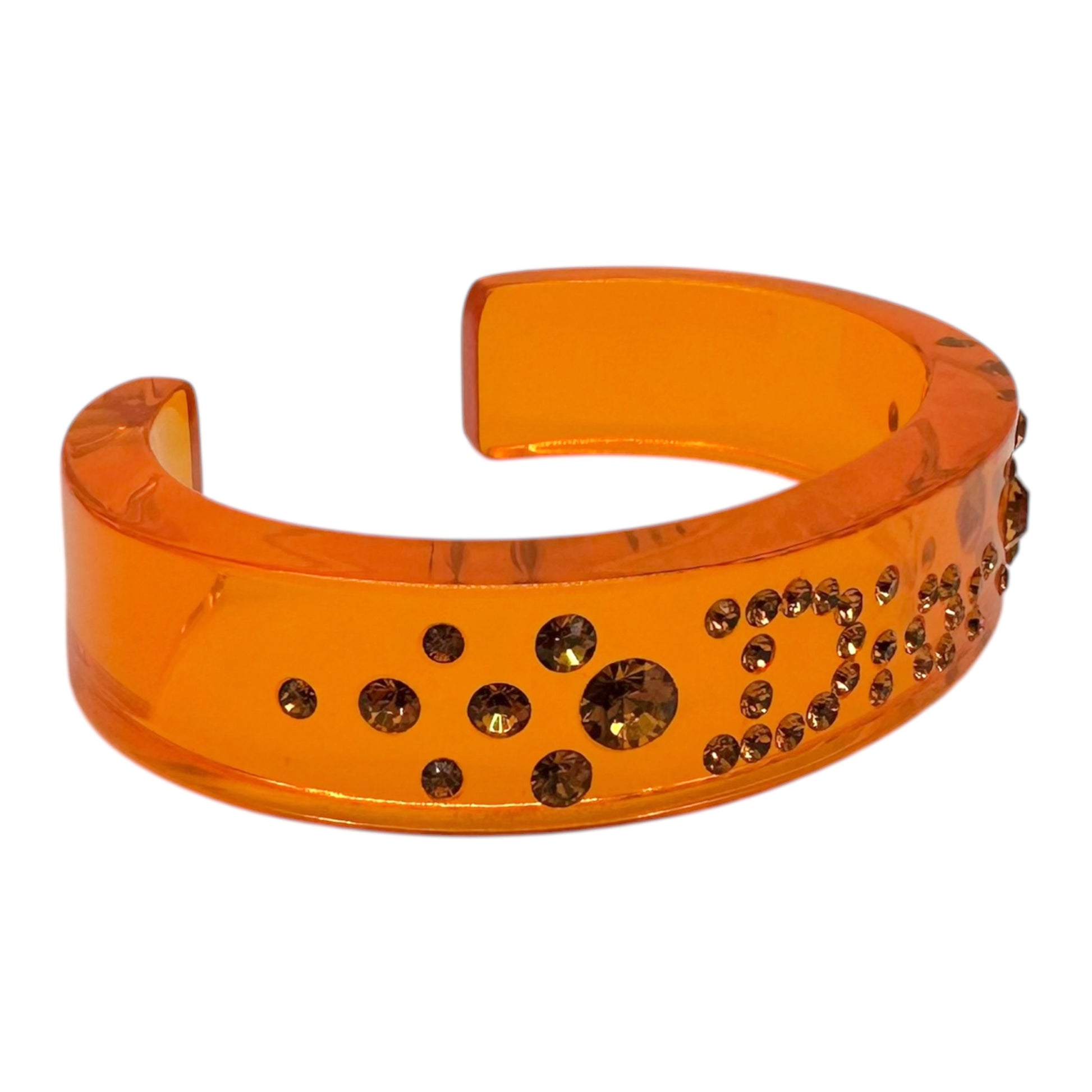 Christian Dior Orange Crystal Clear PVC Bangle Cuff Bracelet