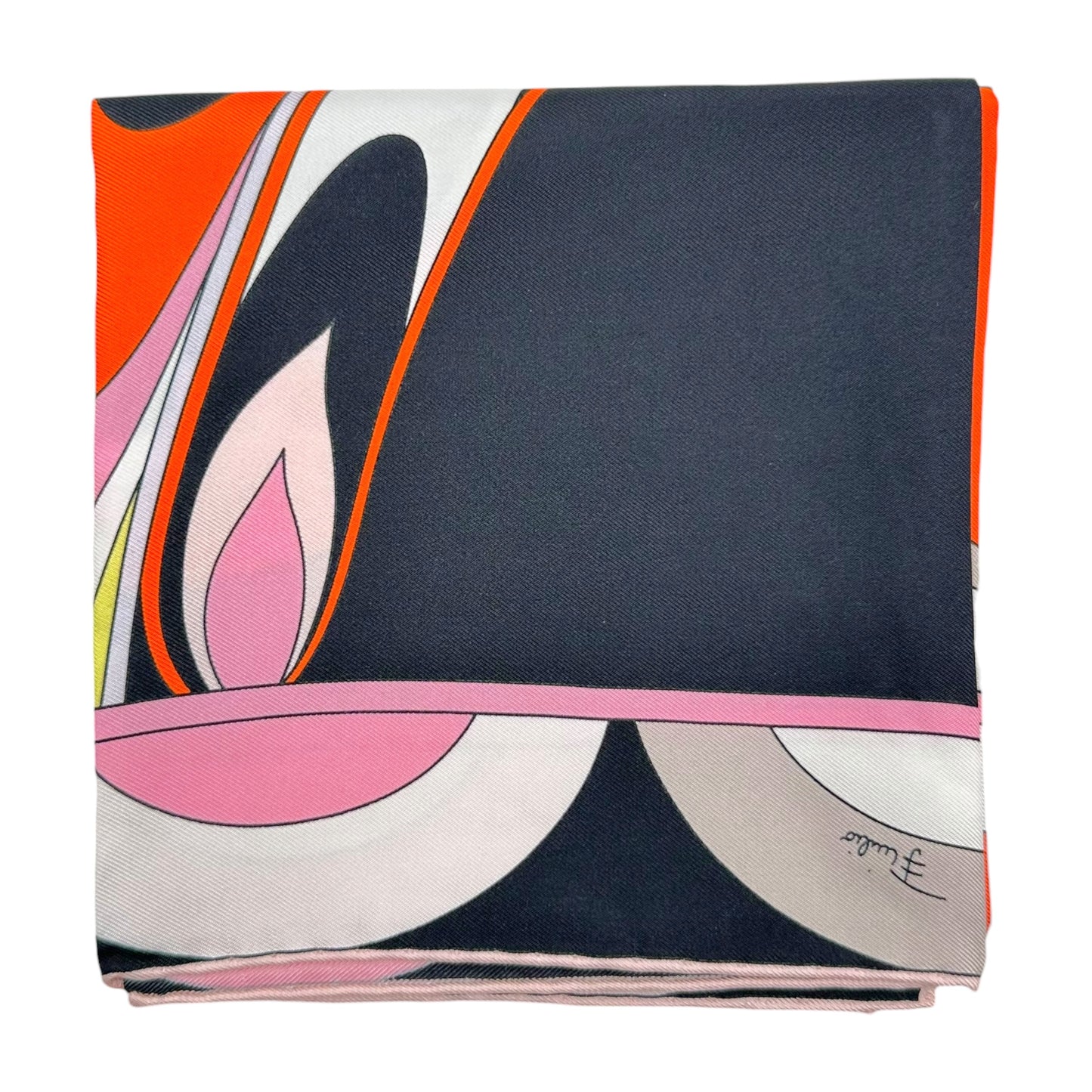 Emilio Pucci Black Pink & Orange Small Square Silk Scarf NEW