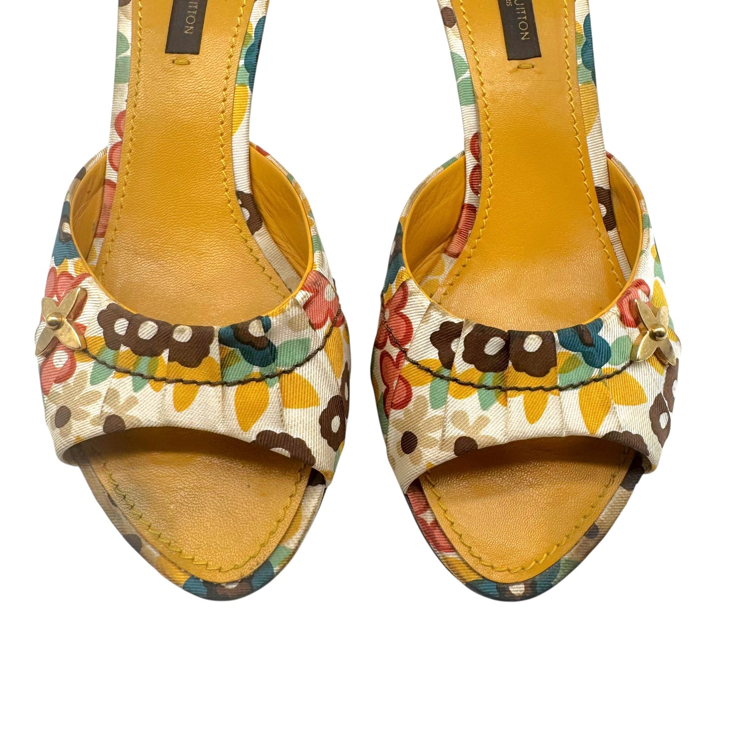 Louis Vuitton Multicolor Flower Monogram Heeled Mule Sandals