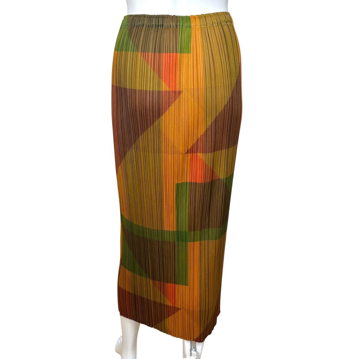 Issey Miyake Pleats Please Geometric Printed Midi Skirt