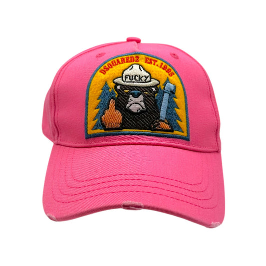 Dsquared2 Hot Pink 'Fucky' Ranger Bear Graphic Baseball Cap
