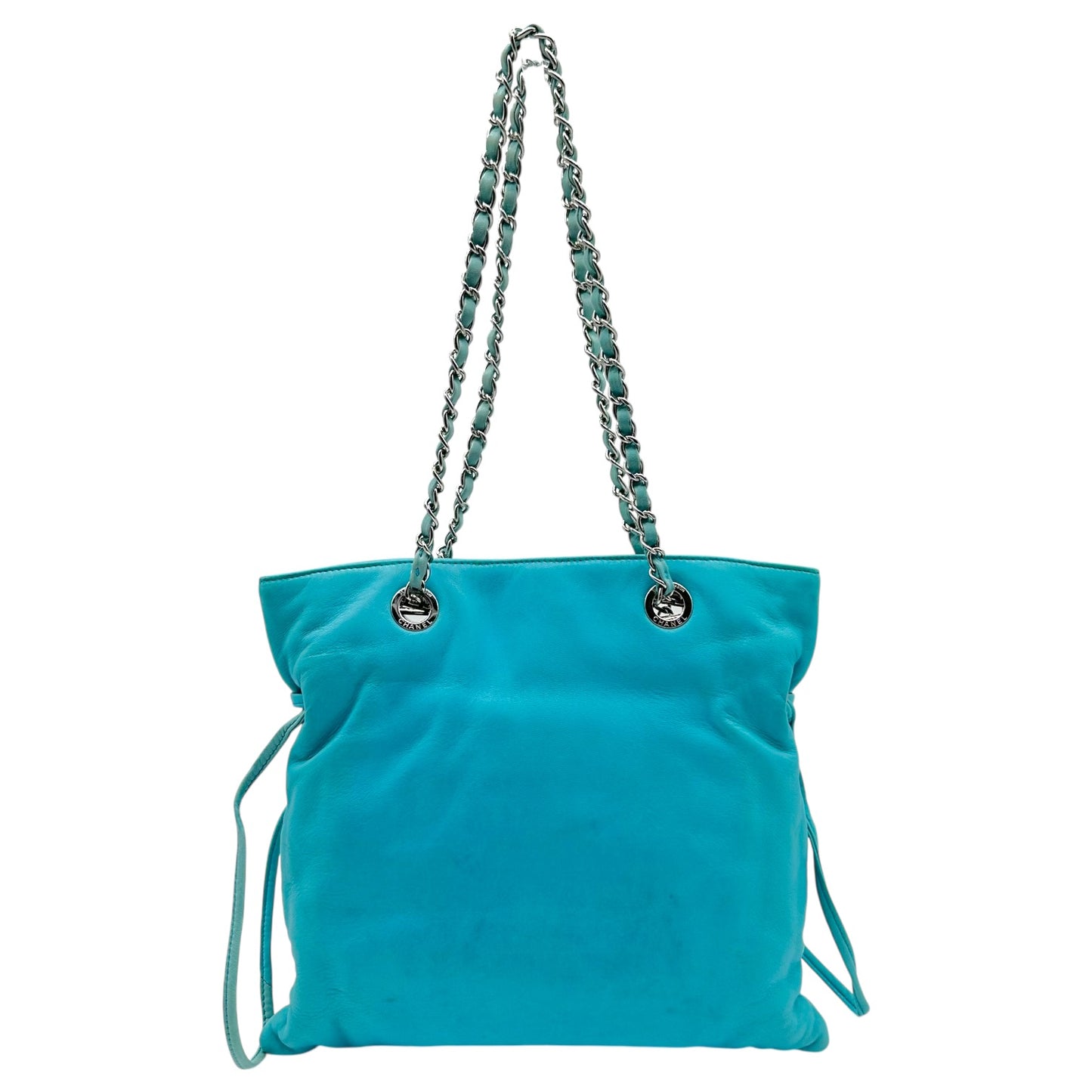 Chanel Teal Lambskin CC Logo Small Tote Bag 2008-09