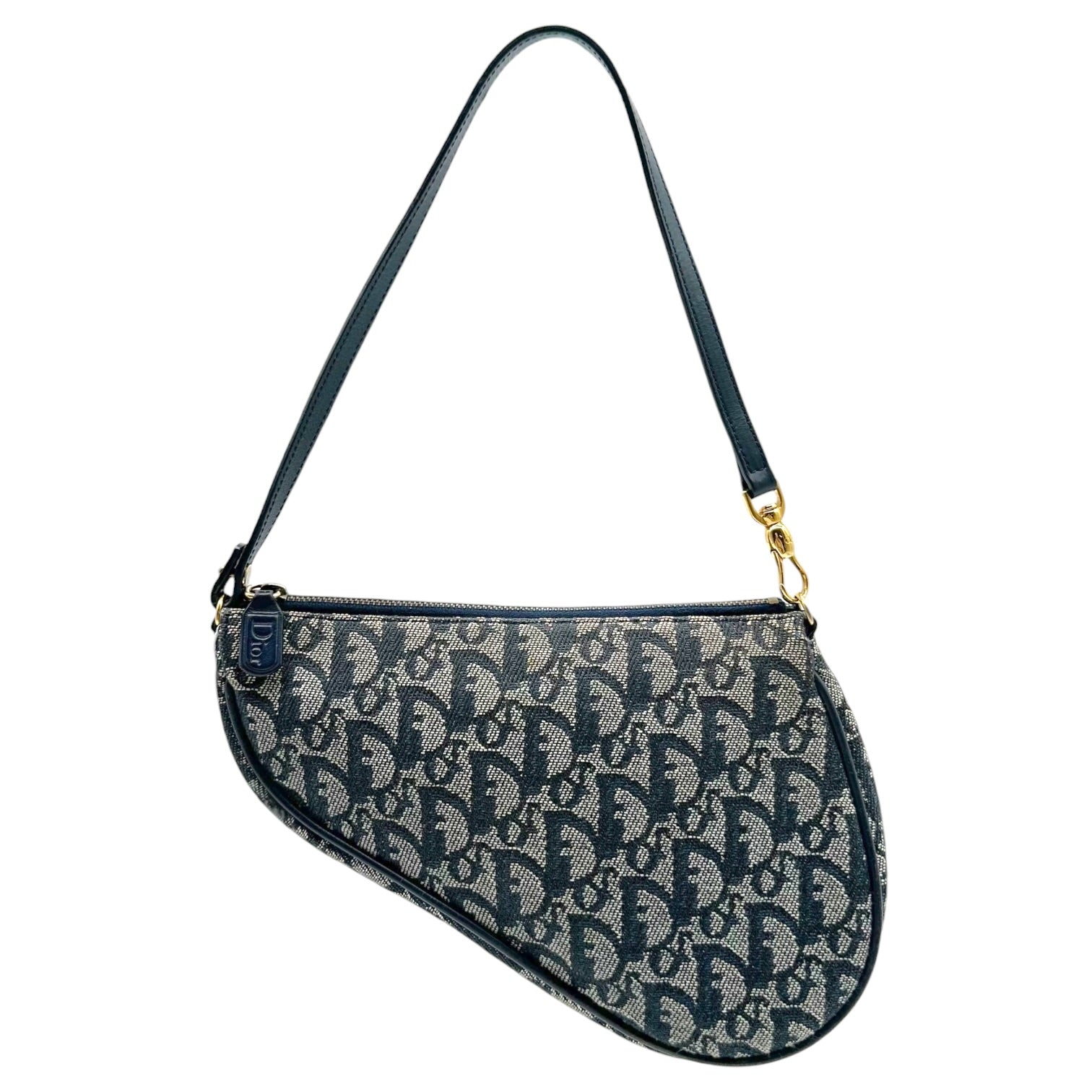 Christian Dior Mini Saddle Bag Navy Blue Trotter Monogram