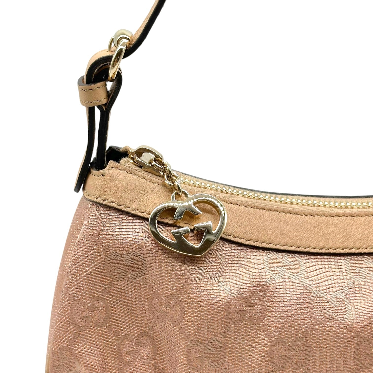 Gucci Light Pink Metallic Monogram Pochette Bag